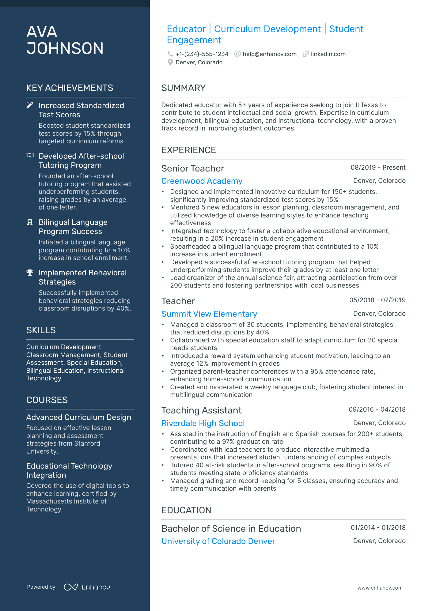 A resume example of a Polished