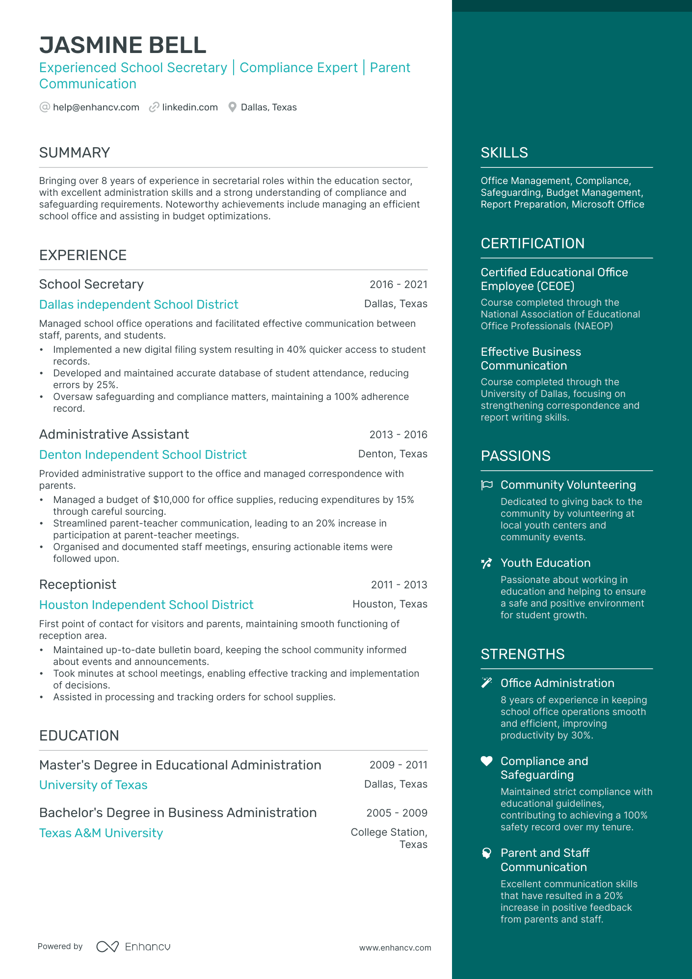 A resume example of a Elegant