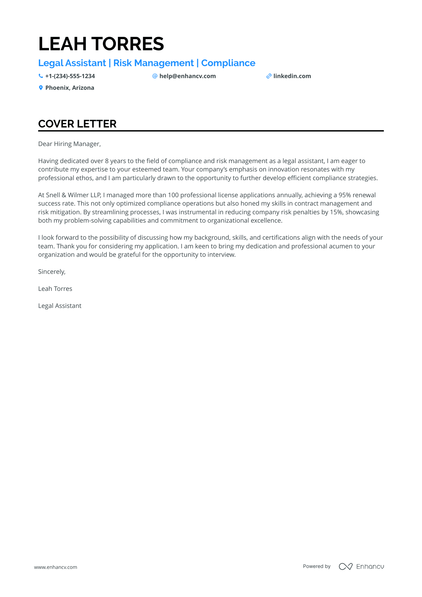 A resume example of a Mid Level Legal Assistant
