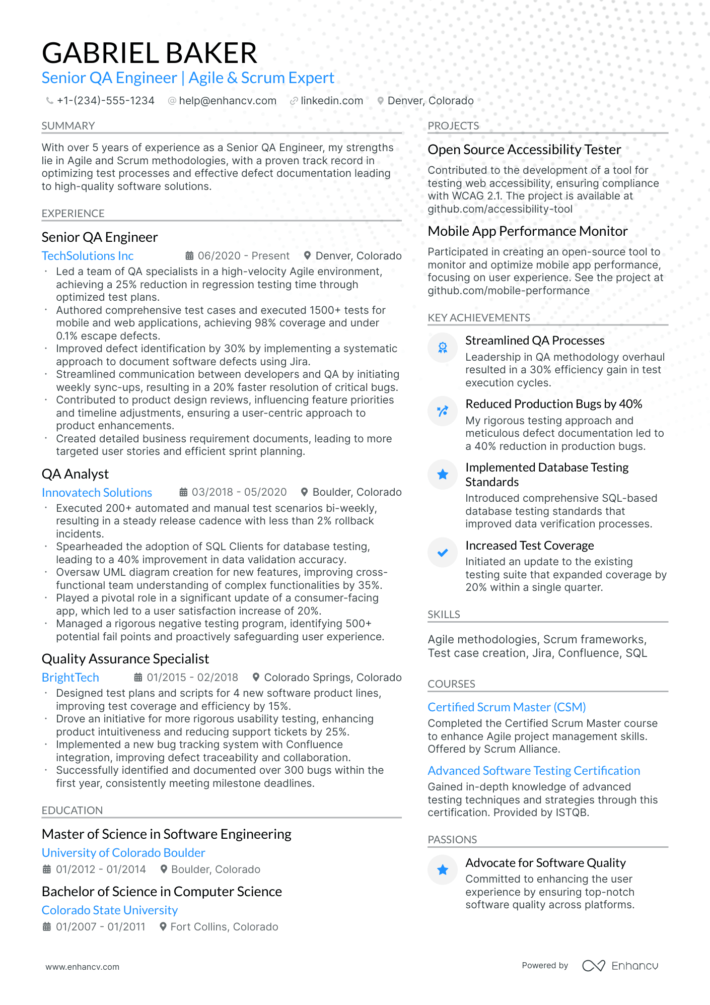A resume example of a Modern