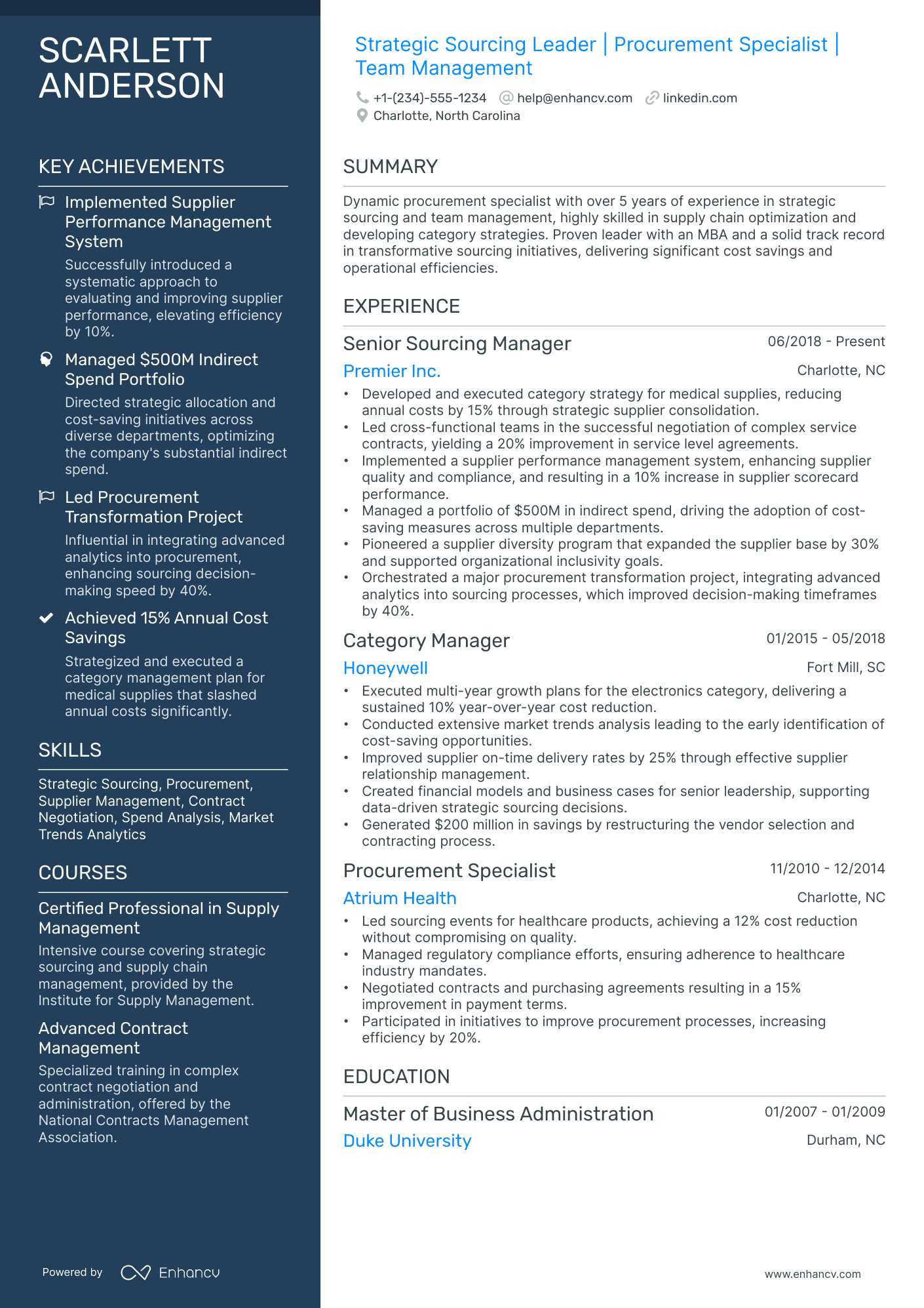 A resume example of a Polished