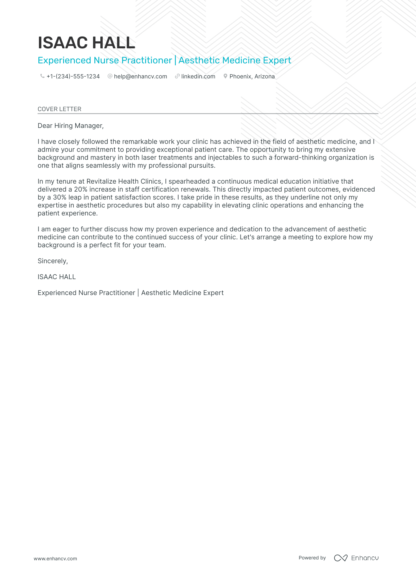 A resume example of a Aesthetic Nurse