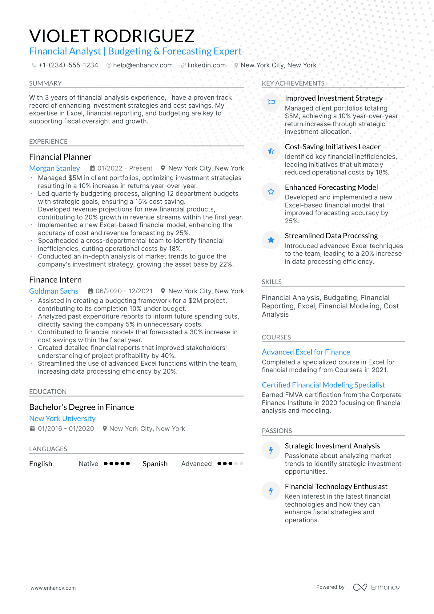 A resume example of a Modern