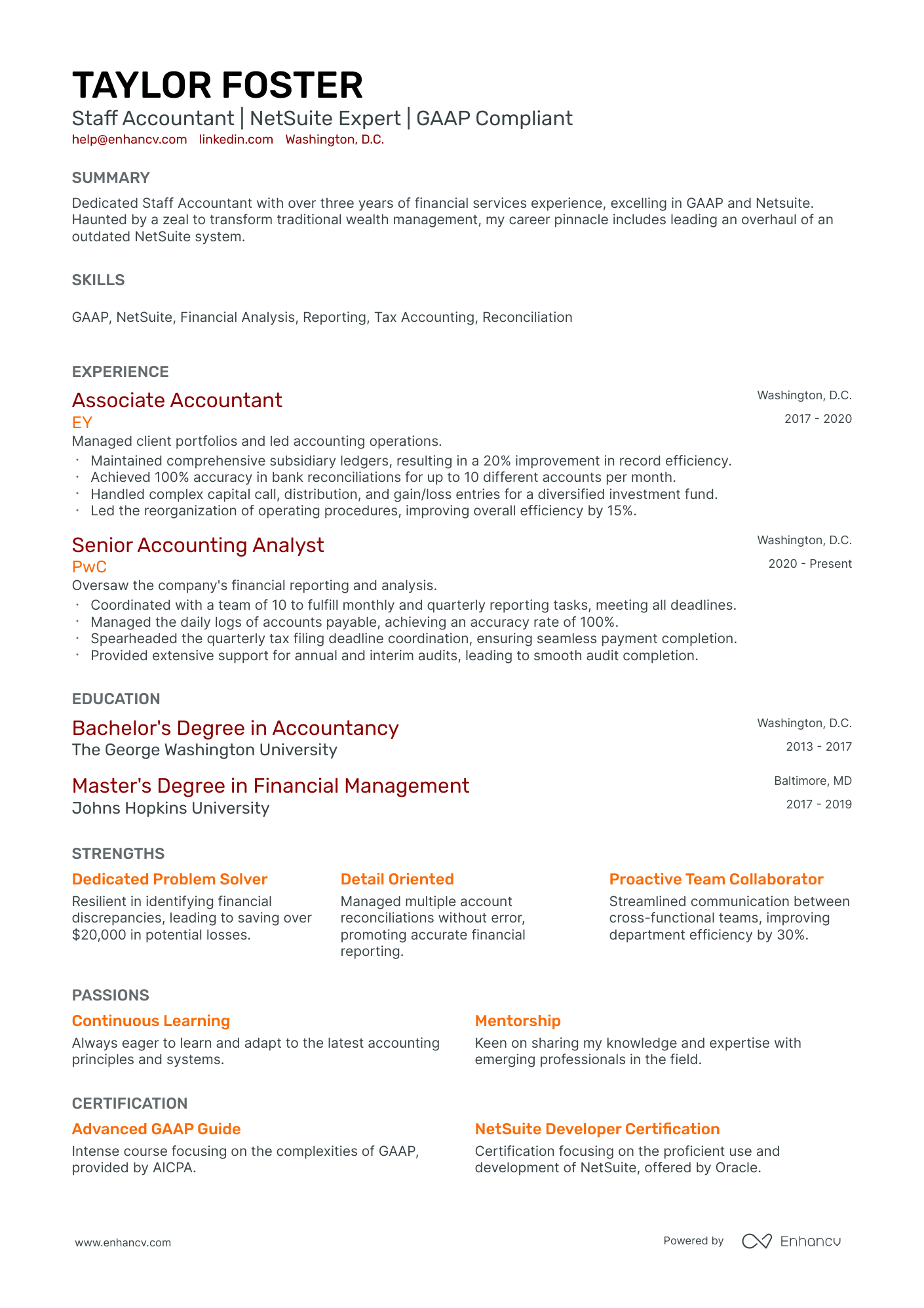 A resume example of a Classic