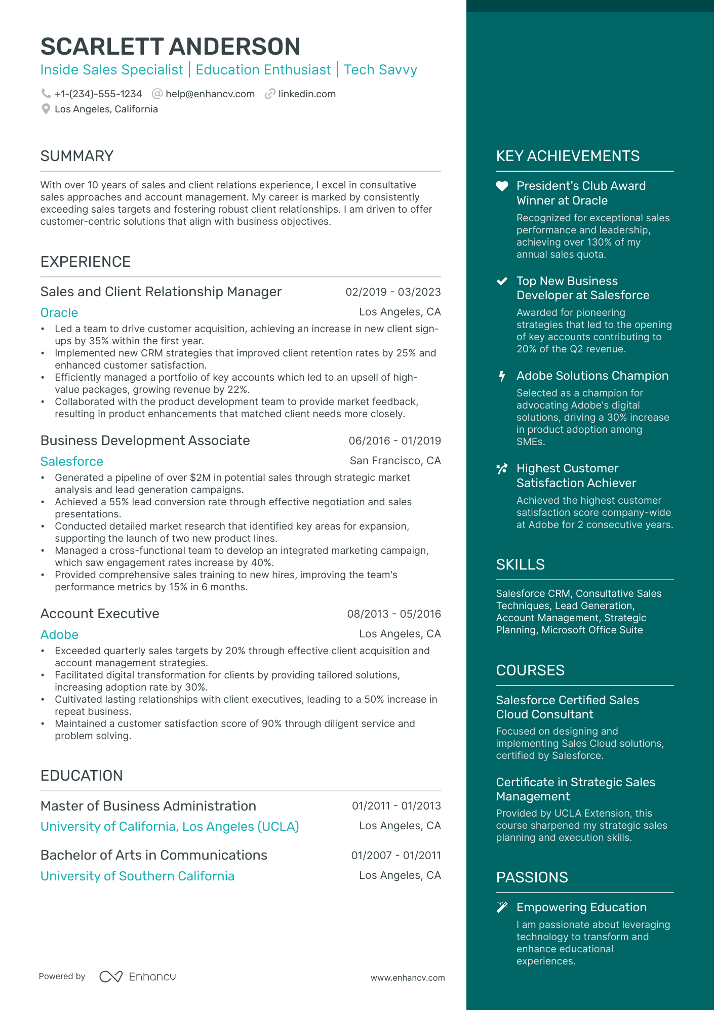 A resume example of a Elegant