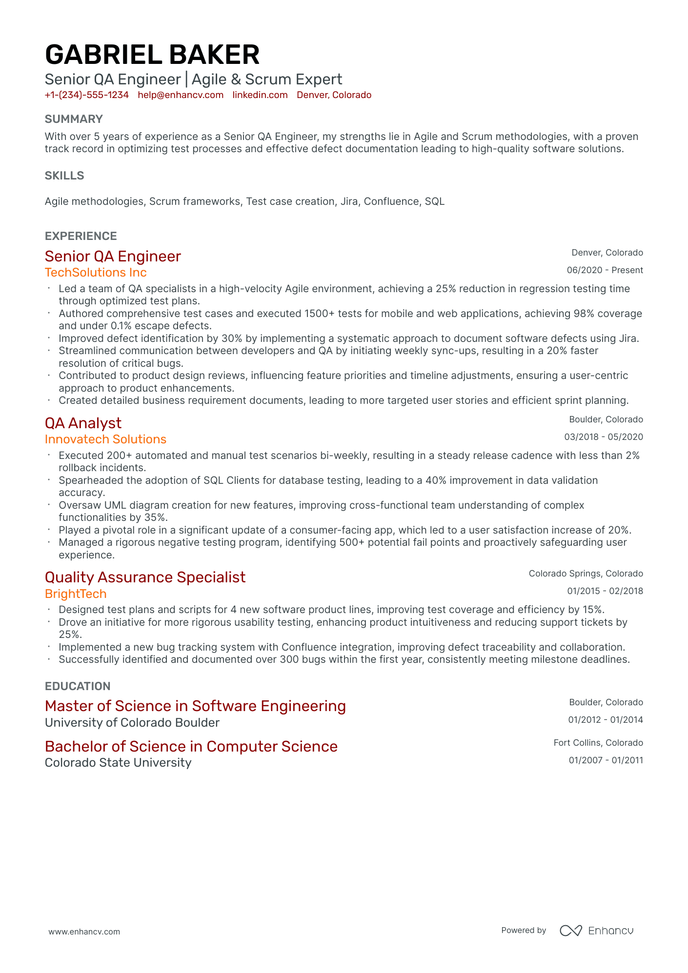 A resume example of a Classic