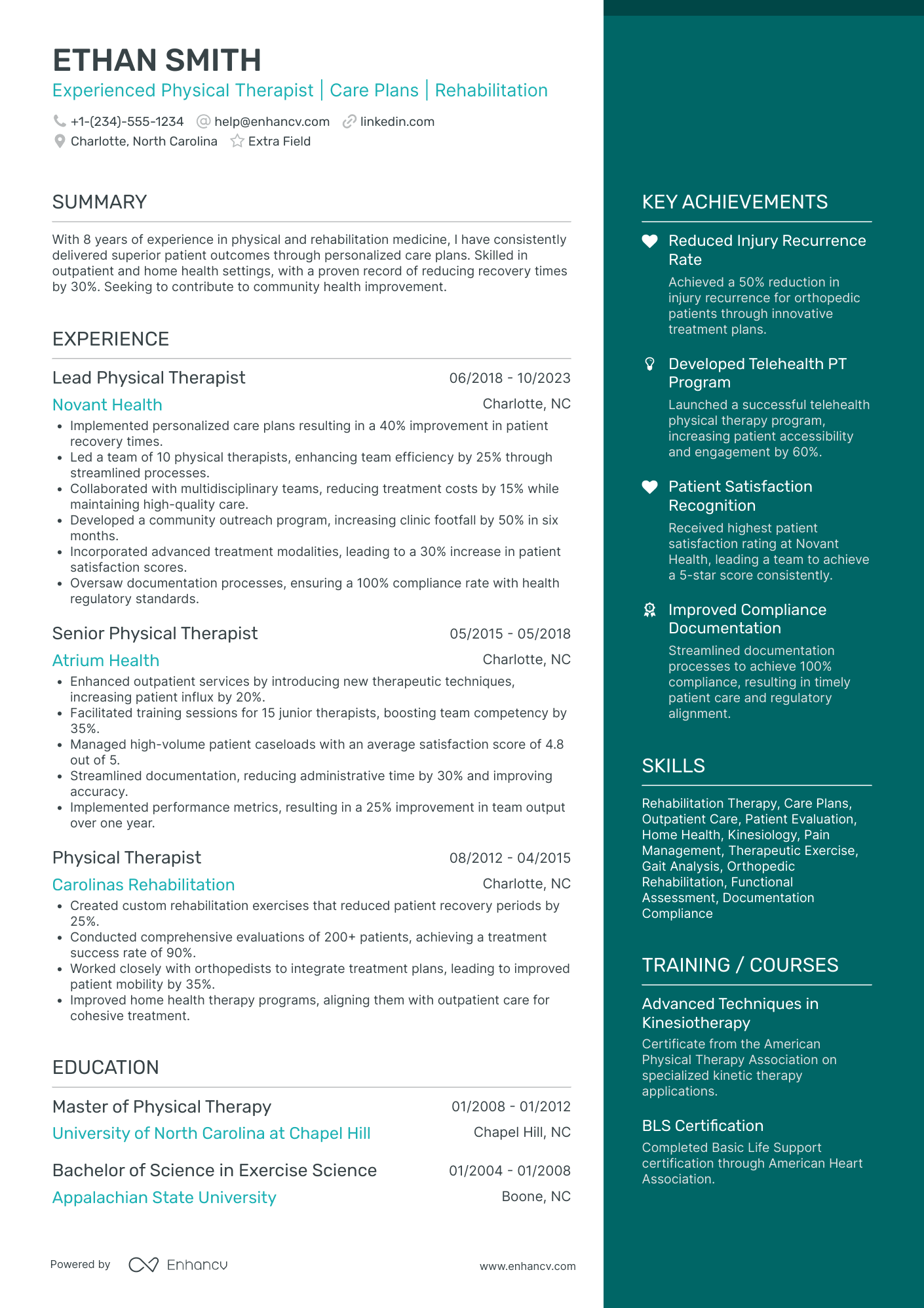 A resume example of a Career Change Therapist
