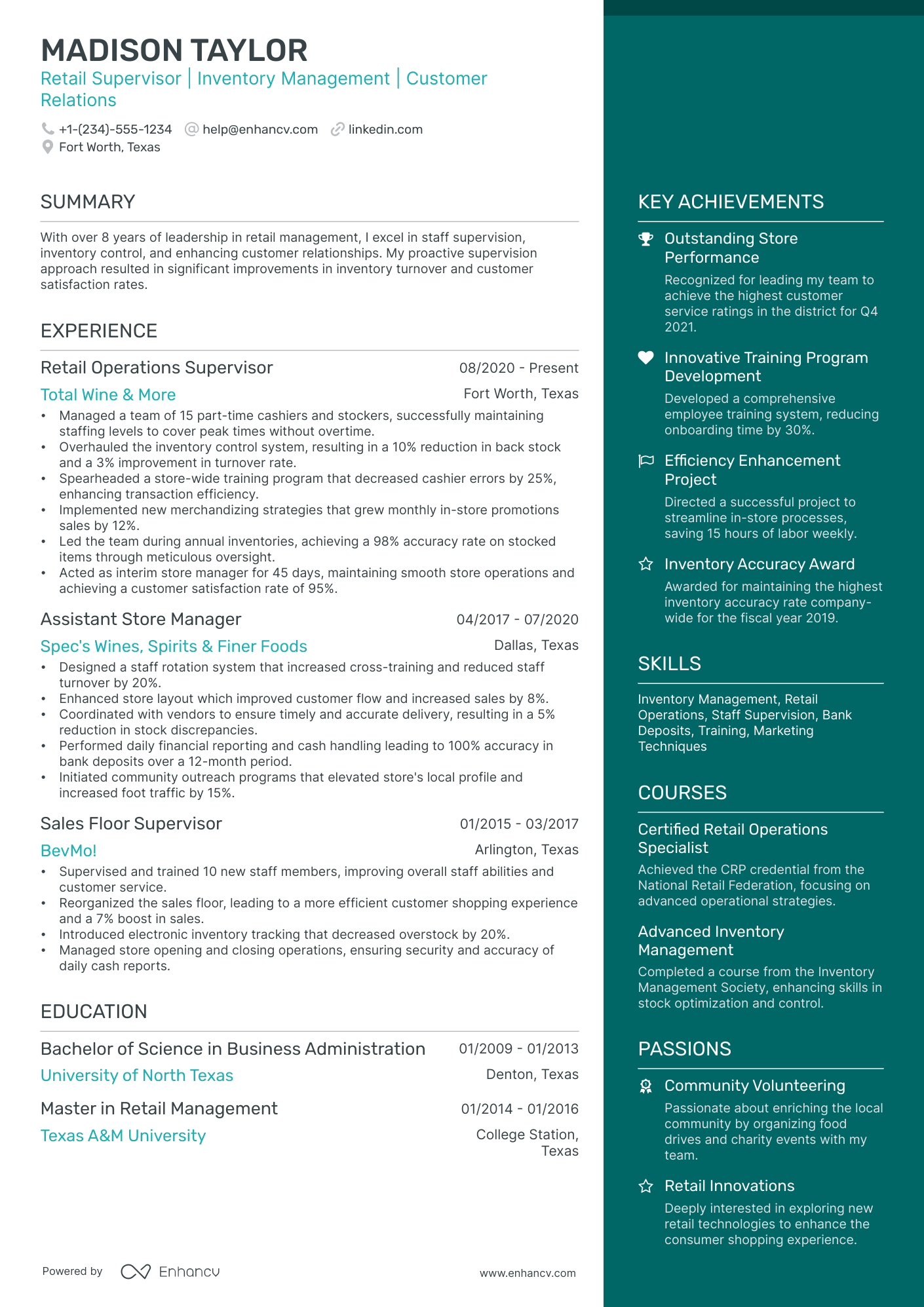 A resume example of a Elegant