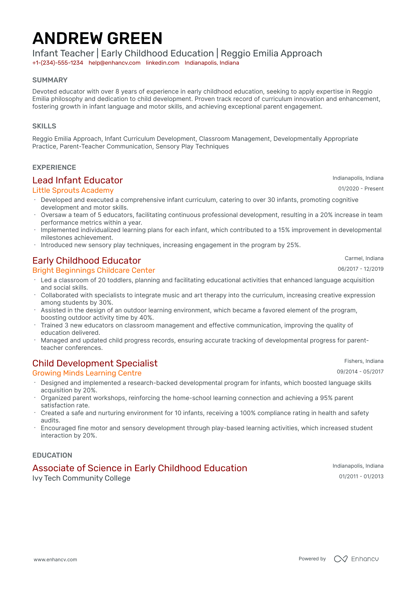 A resume example of a Classic