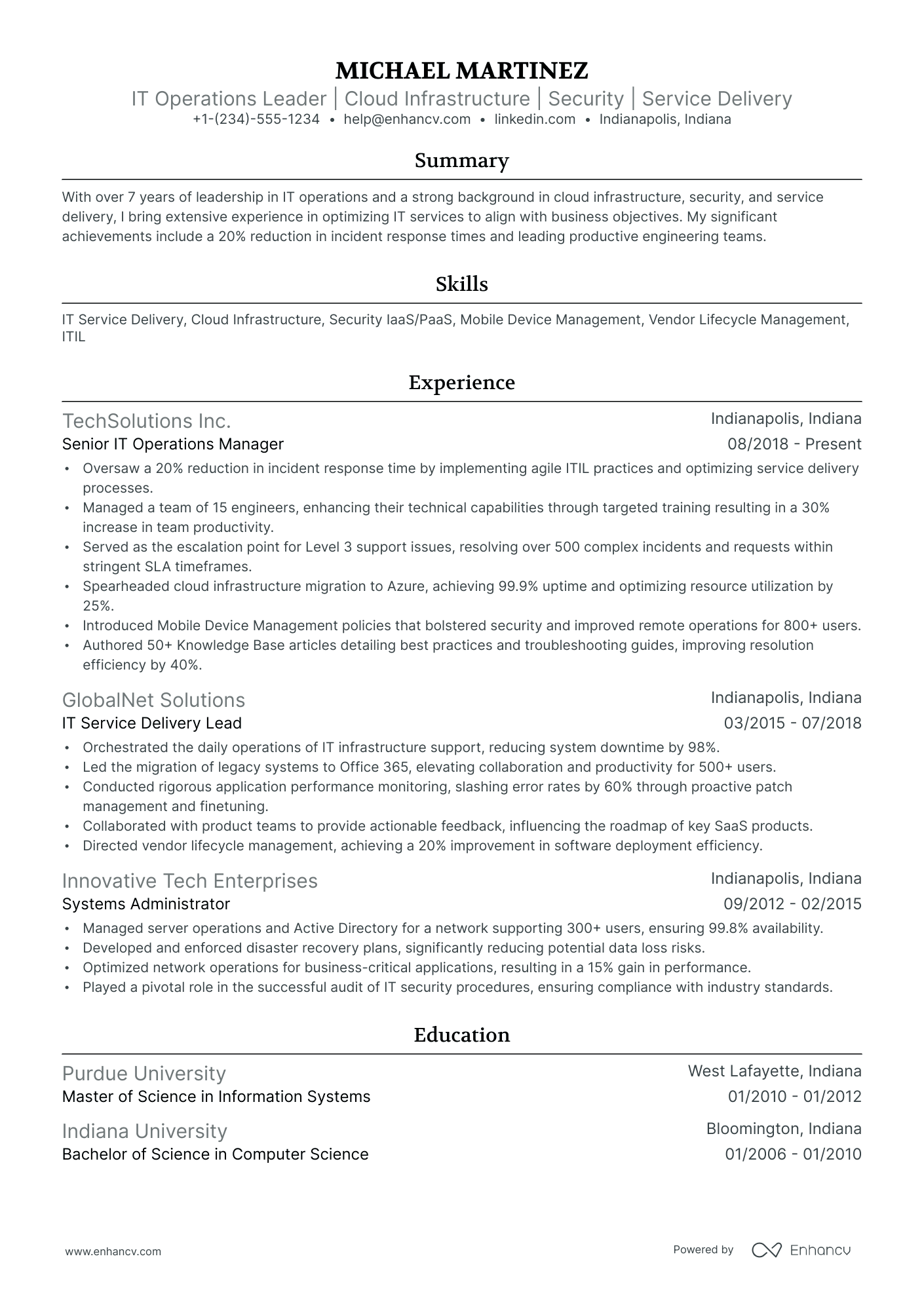 A resume example of a Ivy League