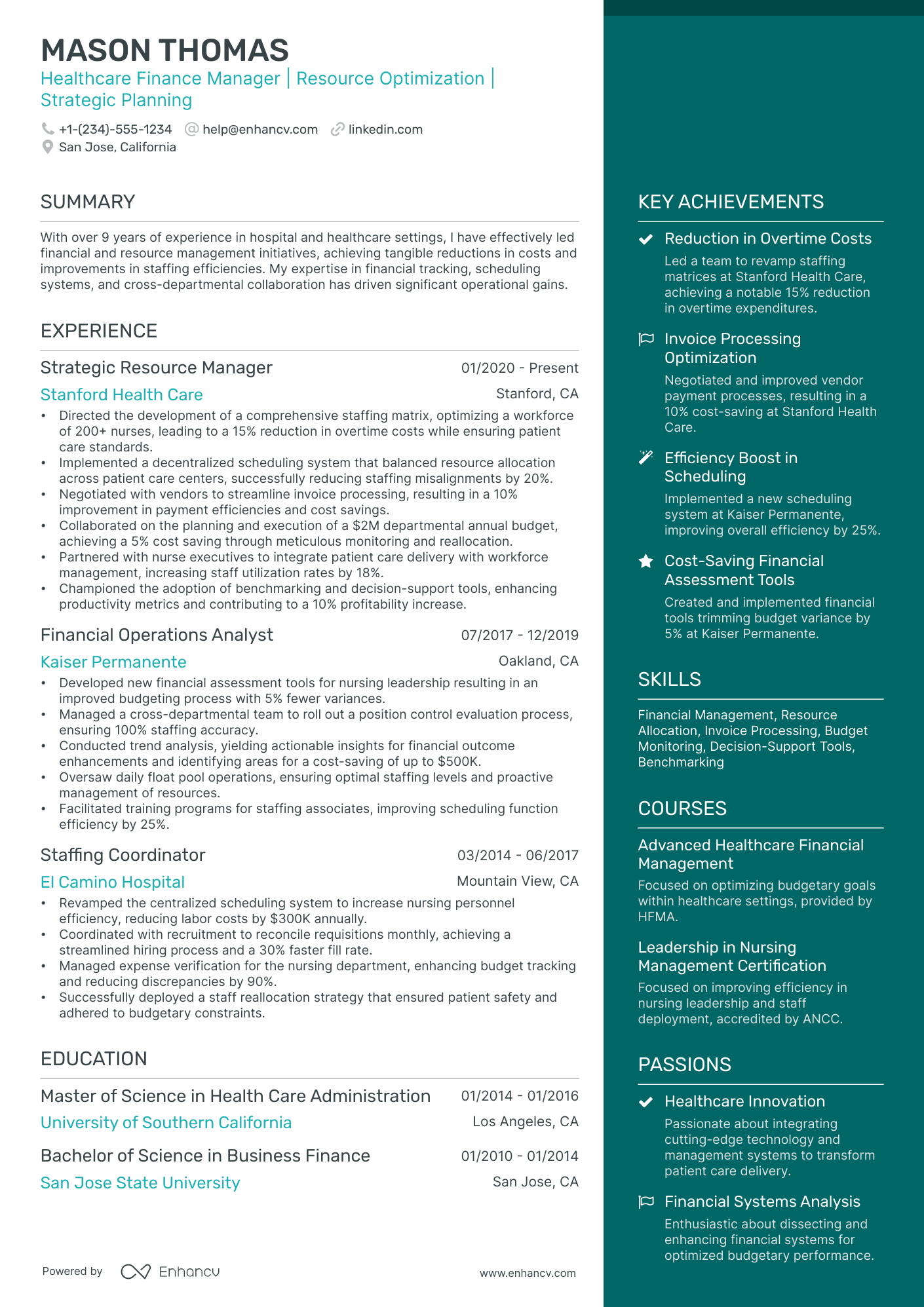 A resume example of a Elegant