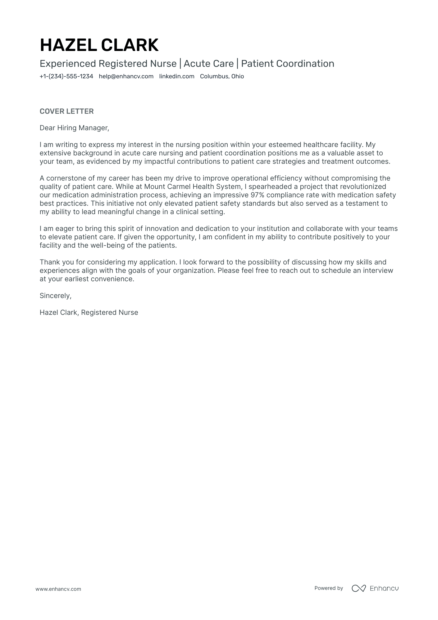 A resume example of a Medical Surgical Nurse