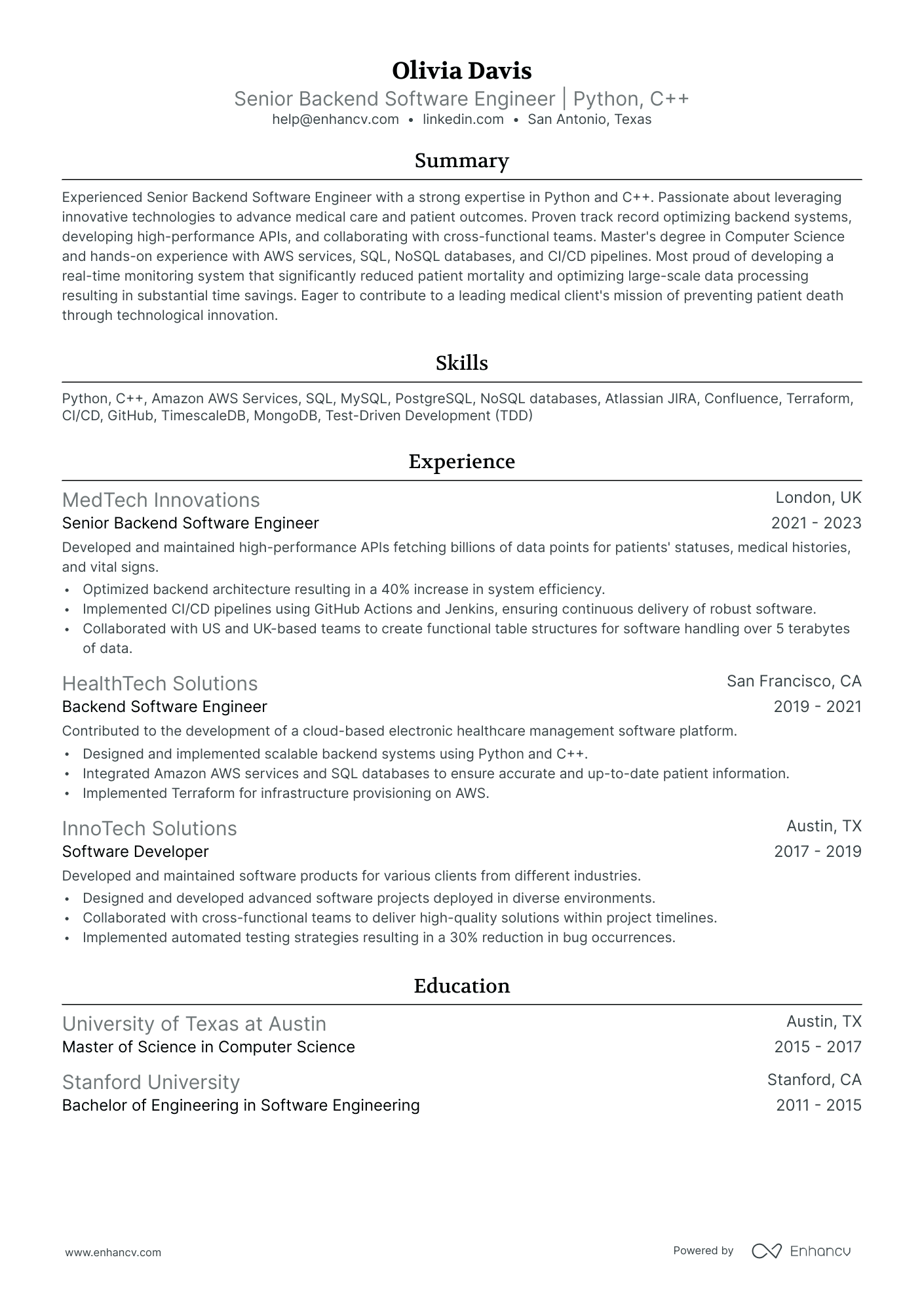A resume example of a Ivy League