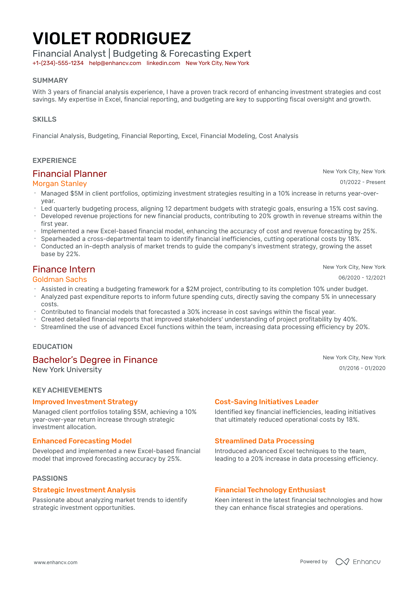 A resume example of a Classic