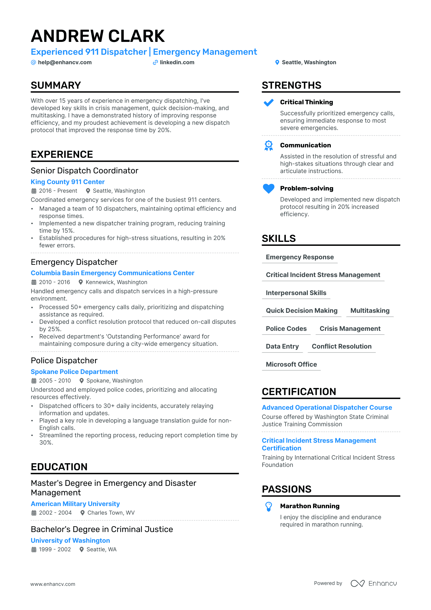 A resume example of a Simple