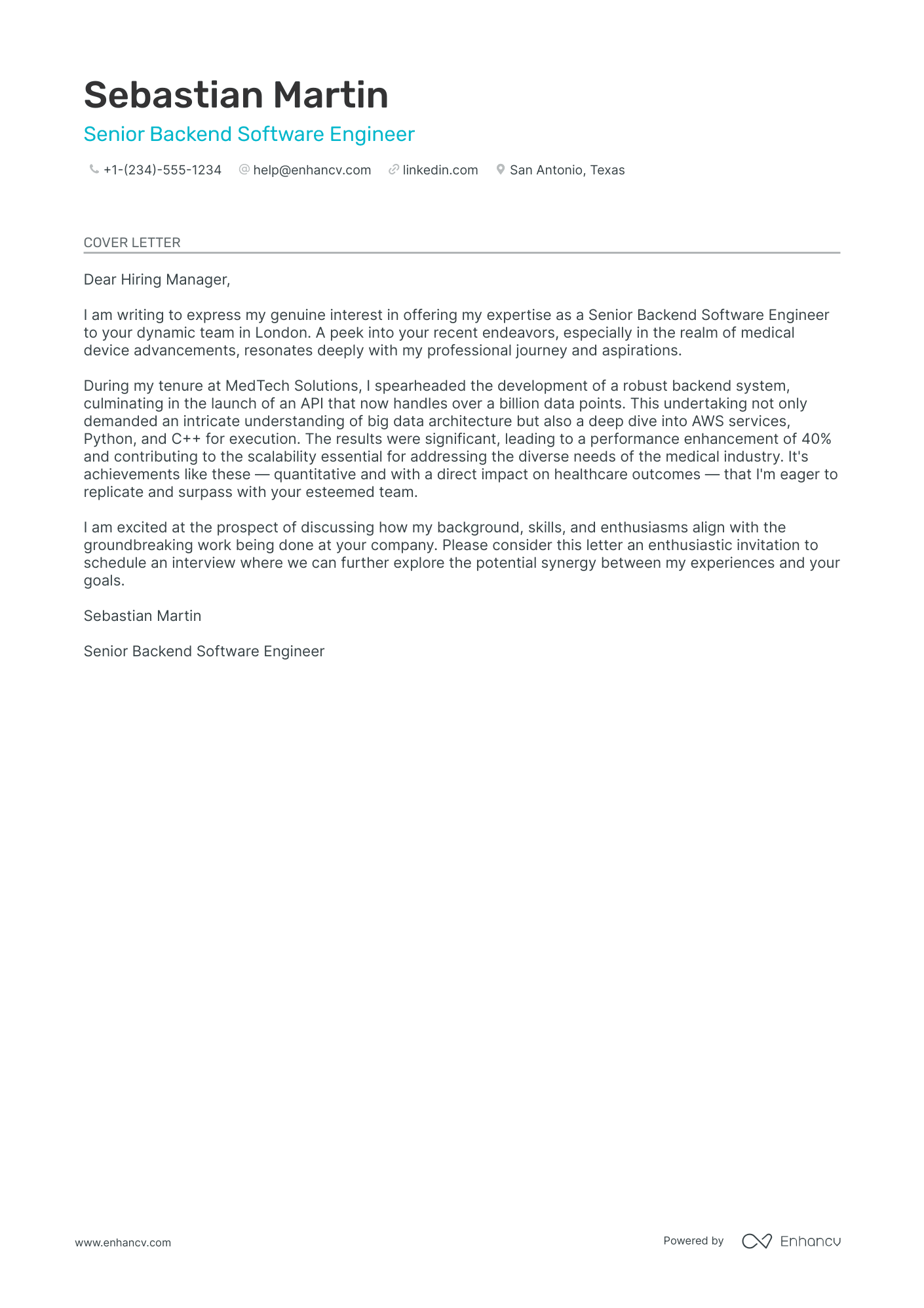 A resume example of a Senior Network Engineer