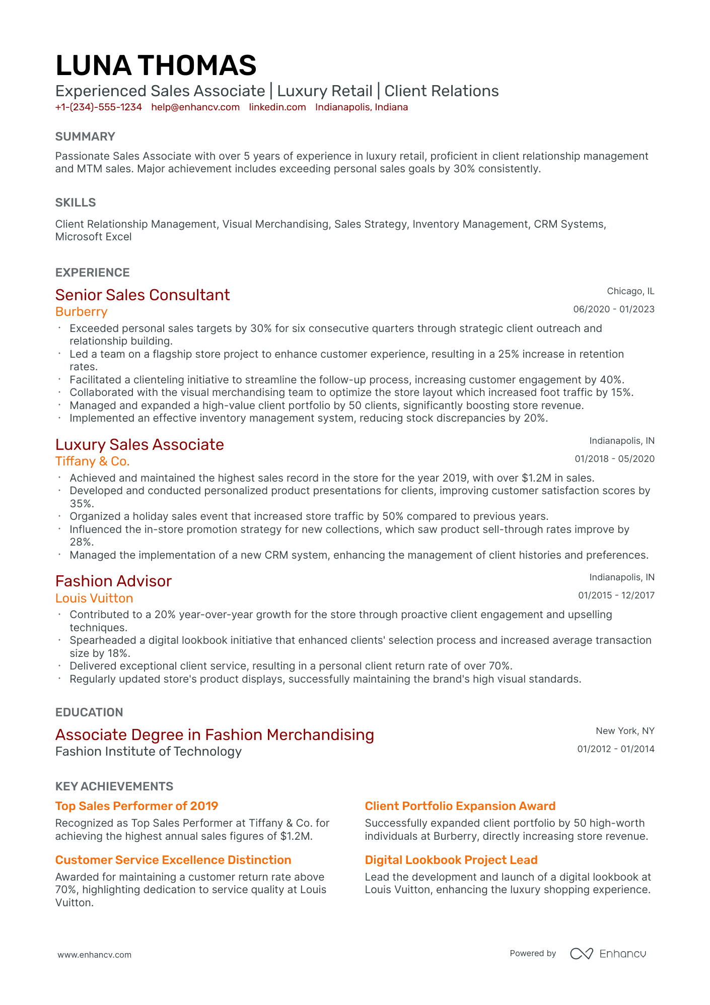 A resume example of a Classic