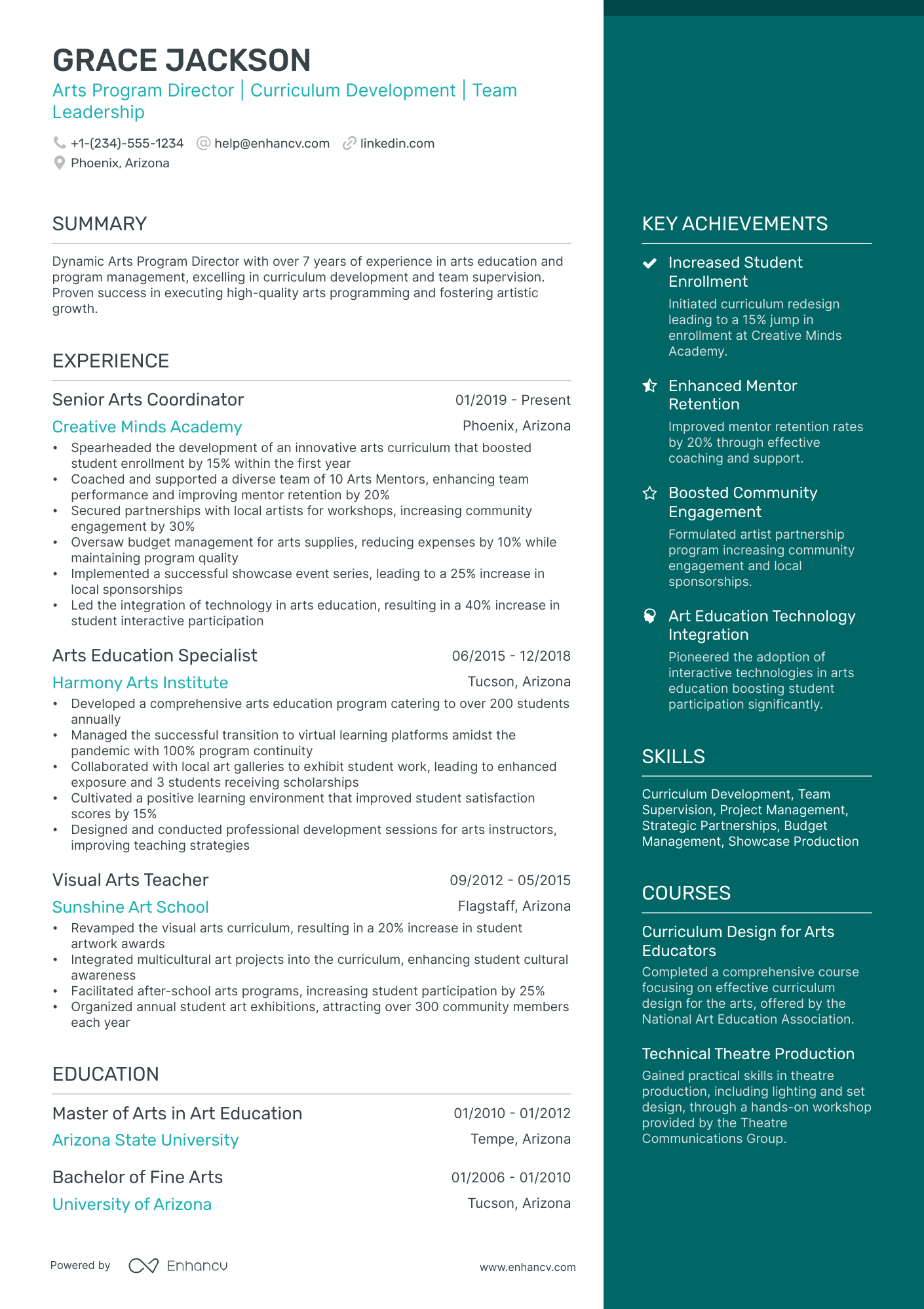 A resume example of a Elegant