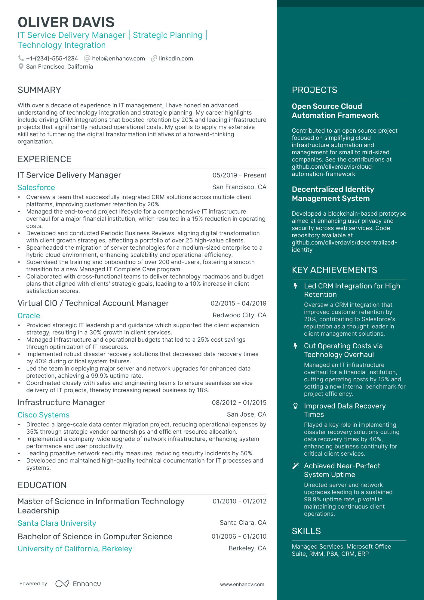 A resume example of a Elegant