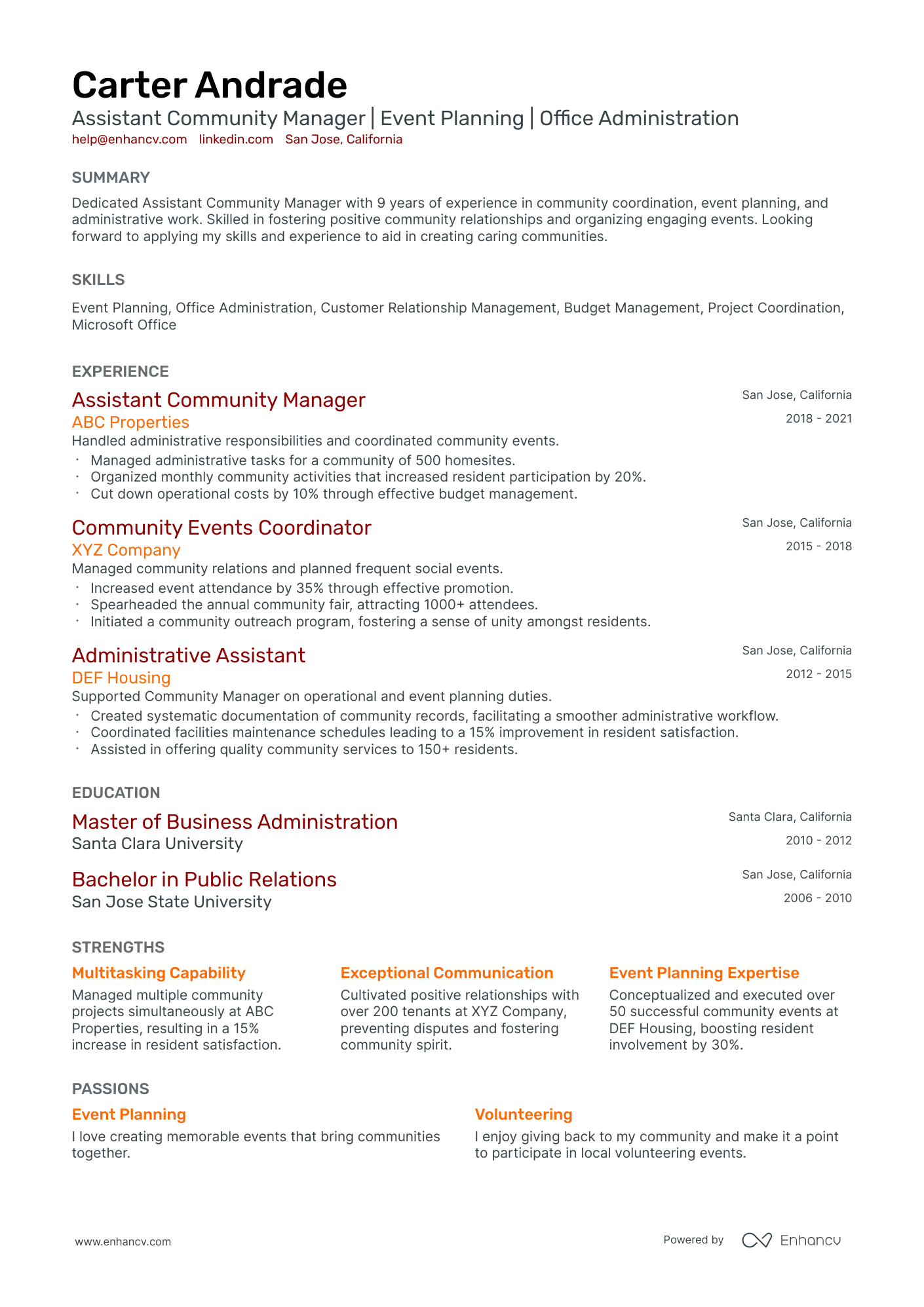 A resume example of a Classic