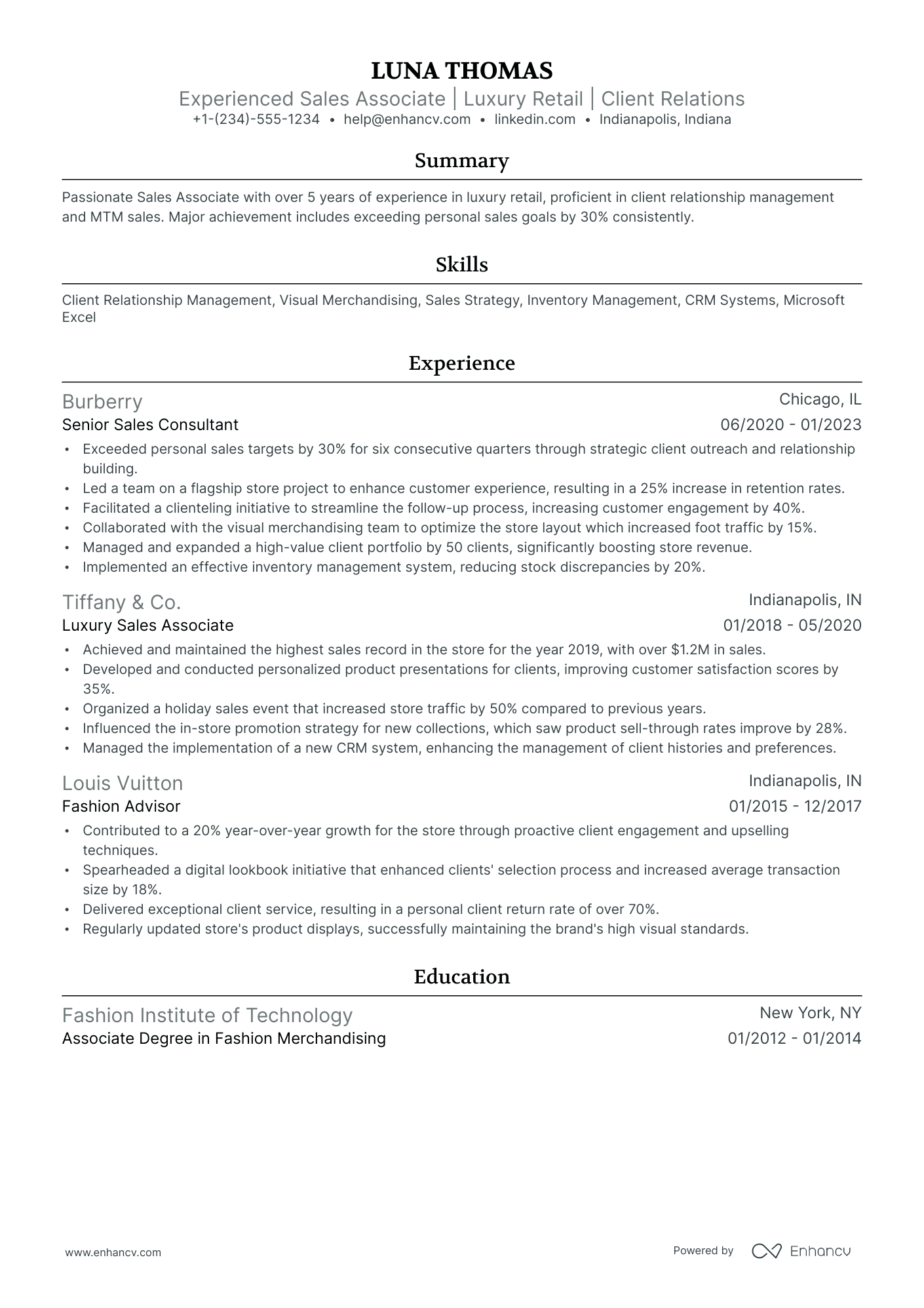 A resume example of a Ivy League