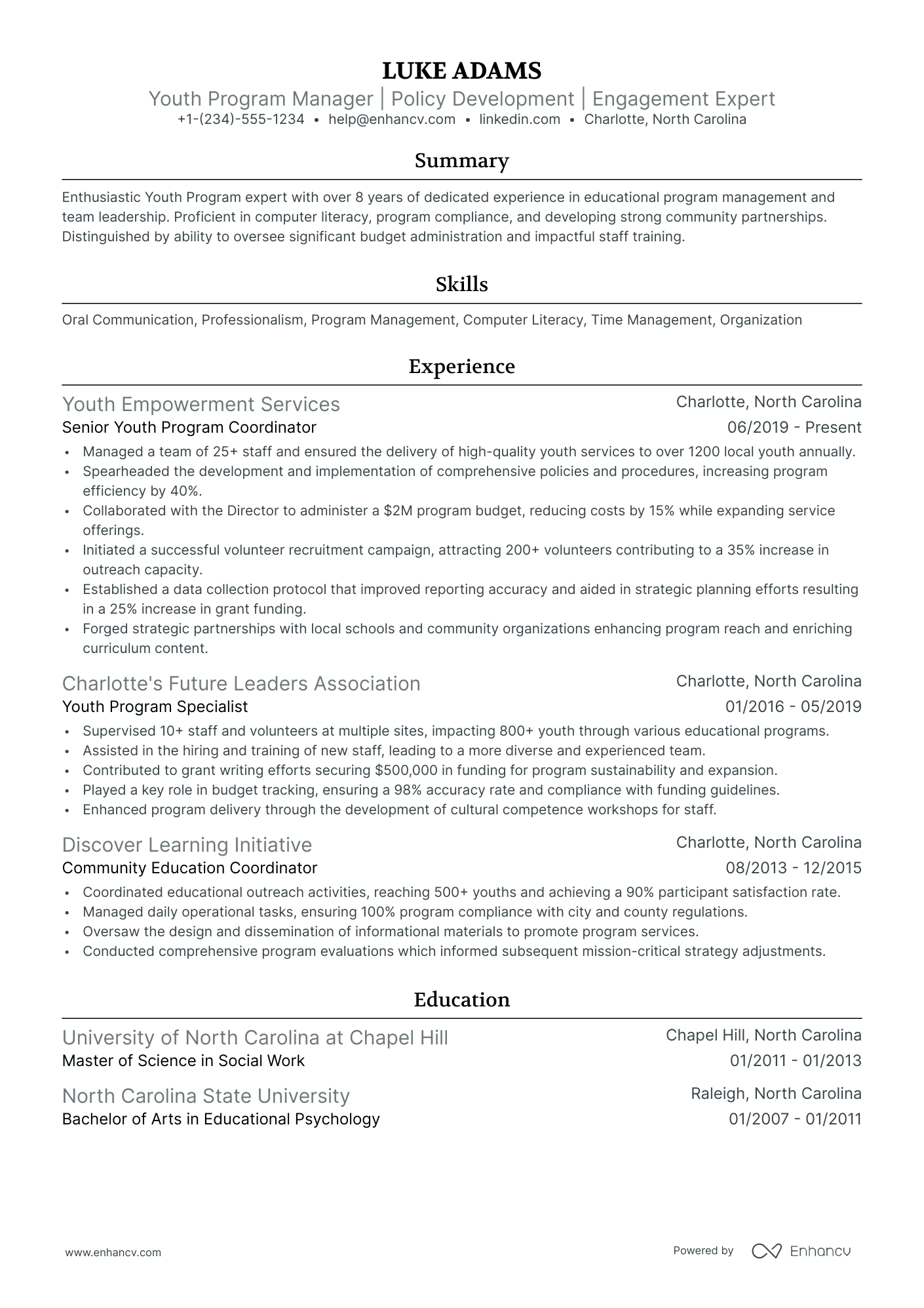 A resume example of a Ivy League