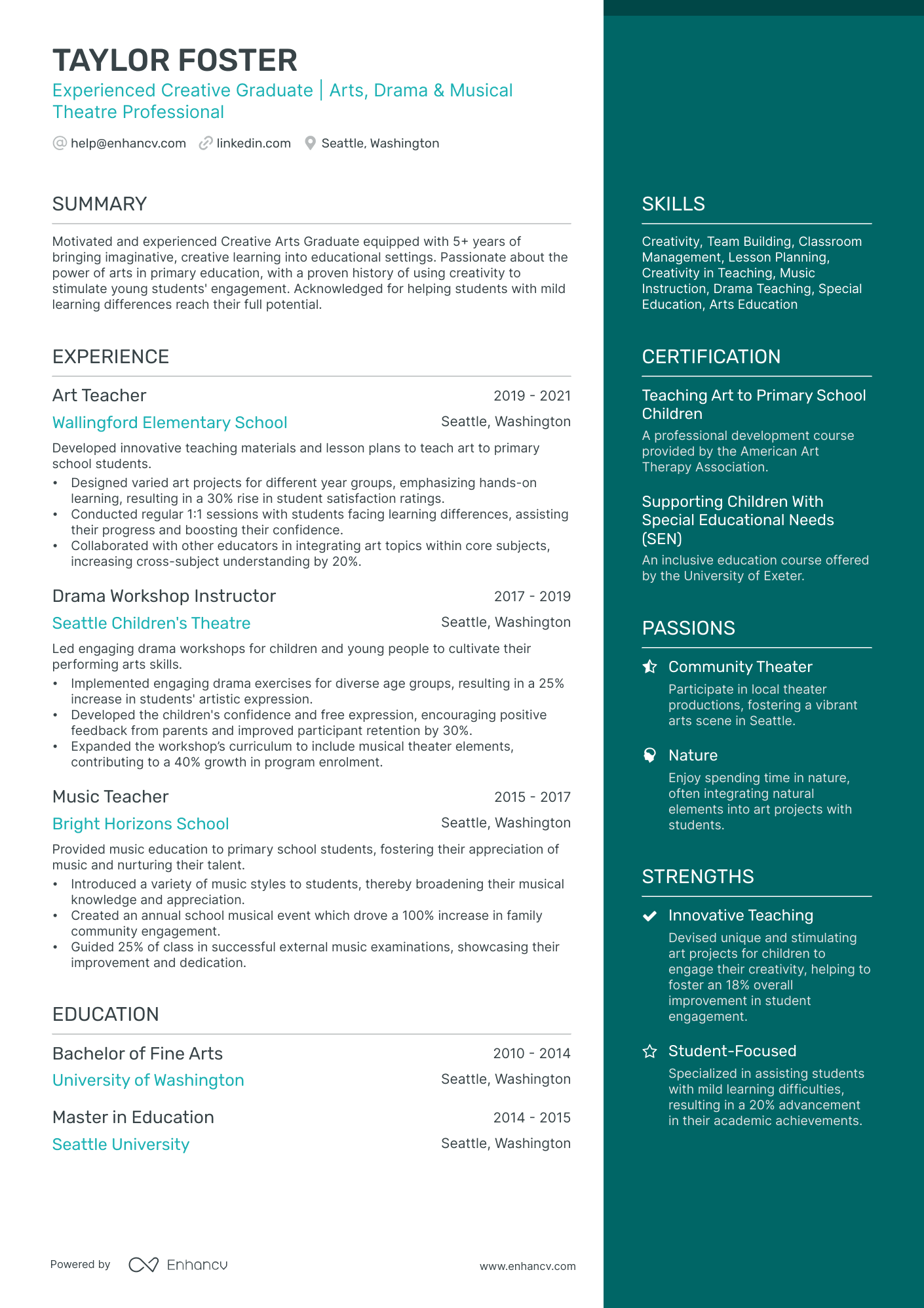 A resume example of a Elegant