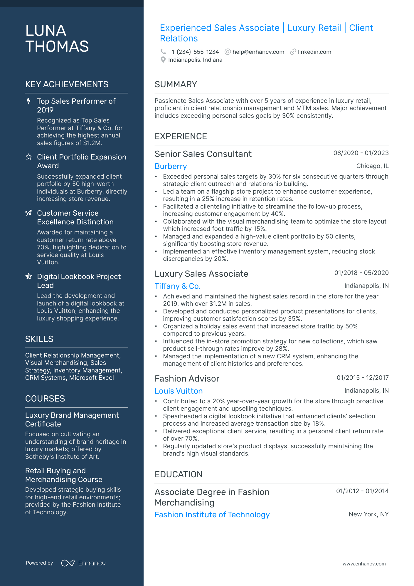 A resume example of a Polished