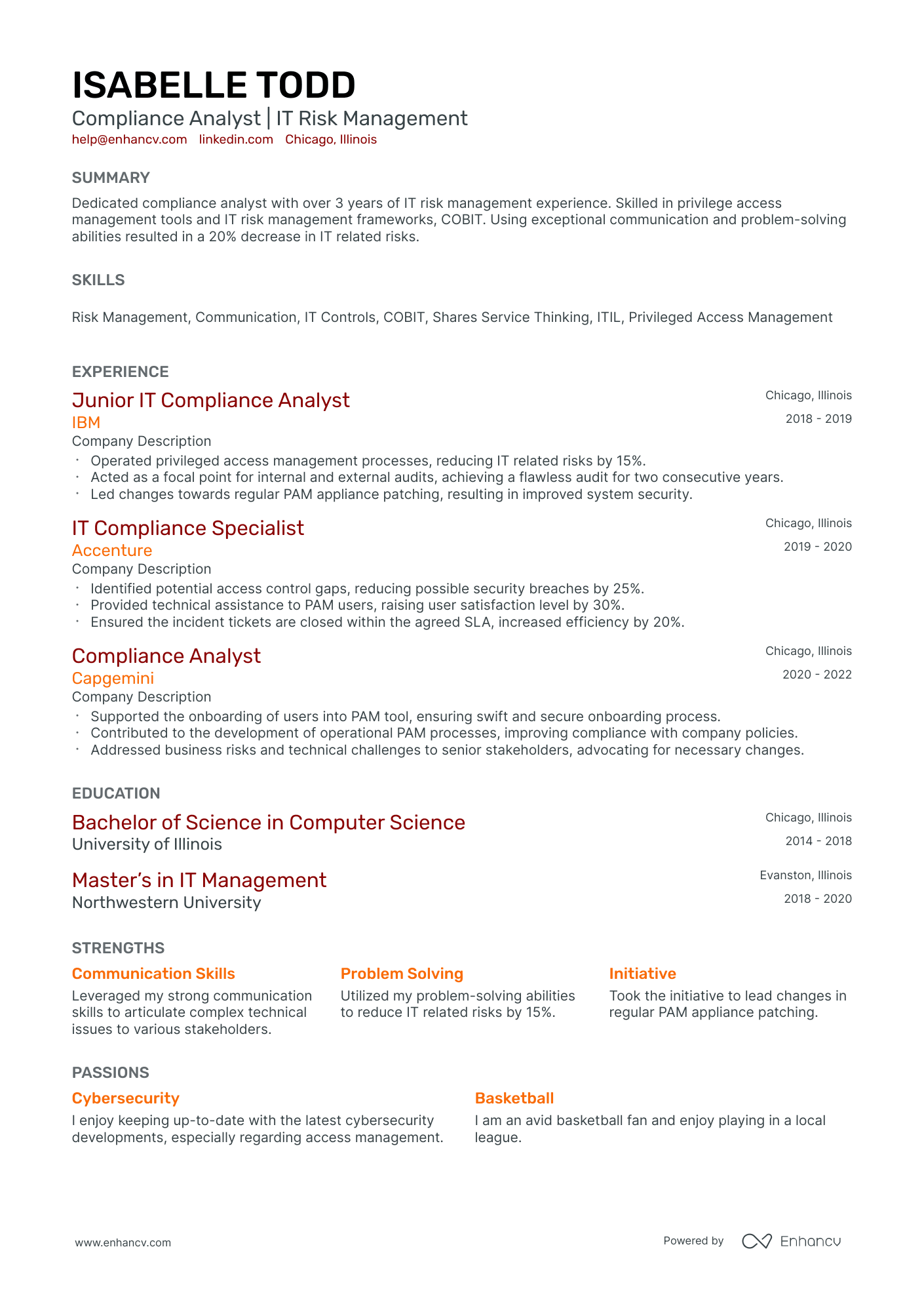 A resume example of a Classic