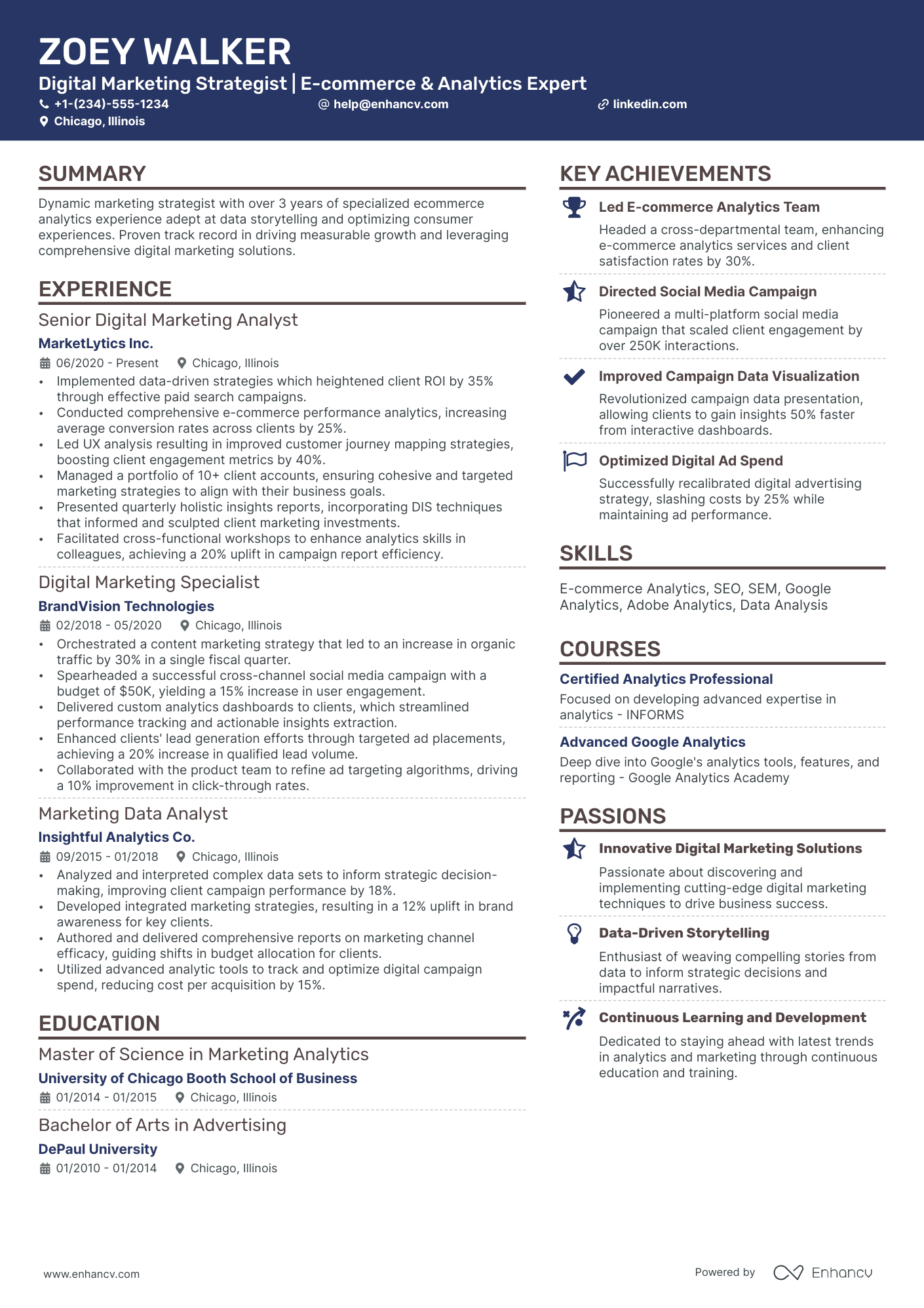 A resume example of a Creative