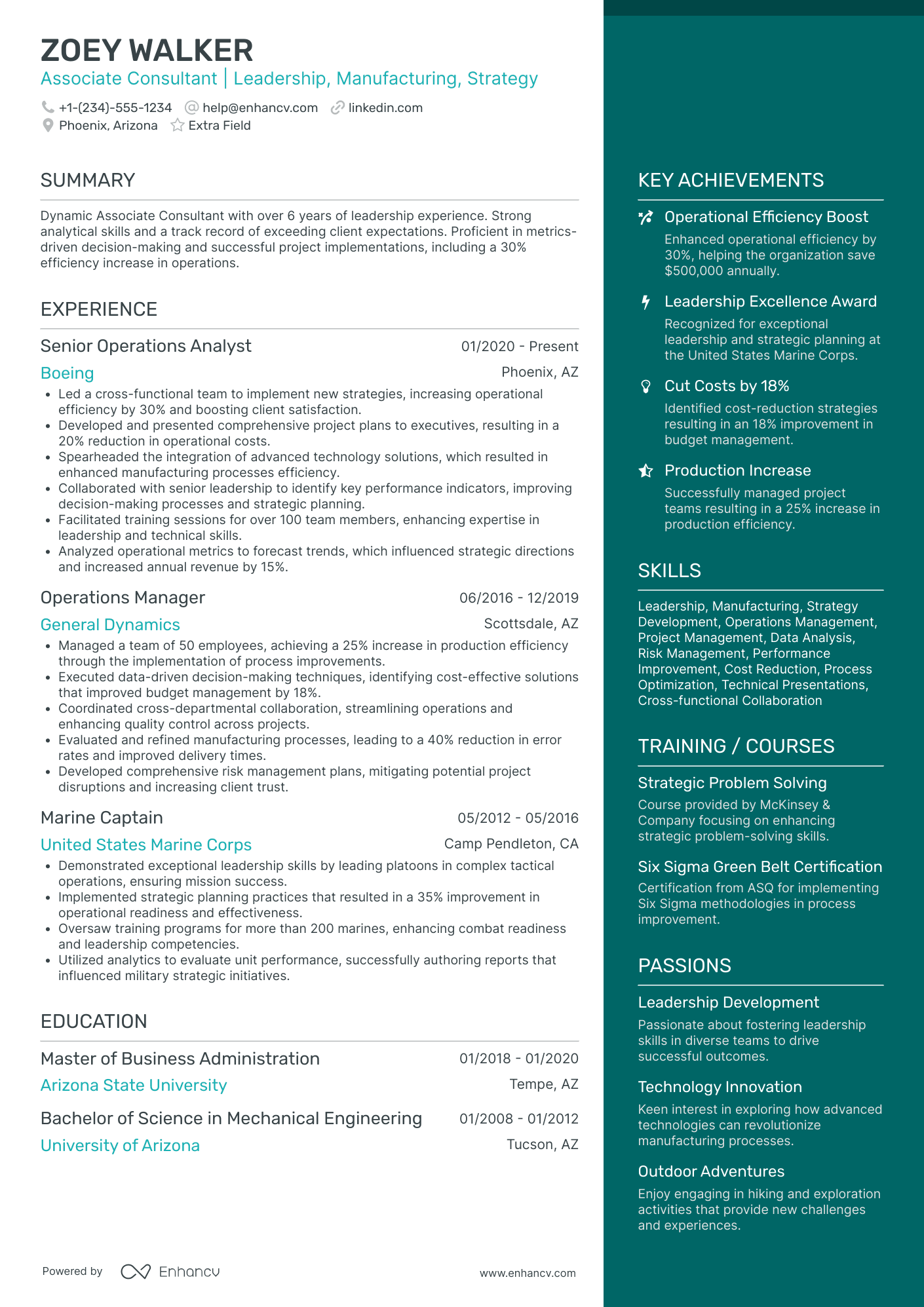 A resume example of a Career Change Consultant