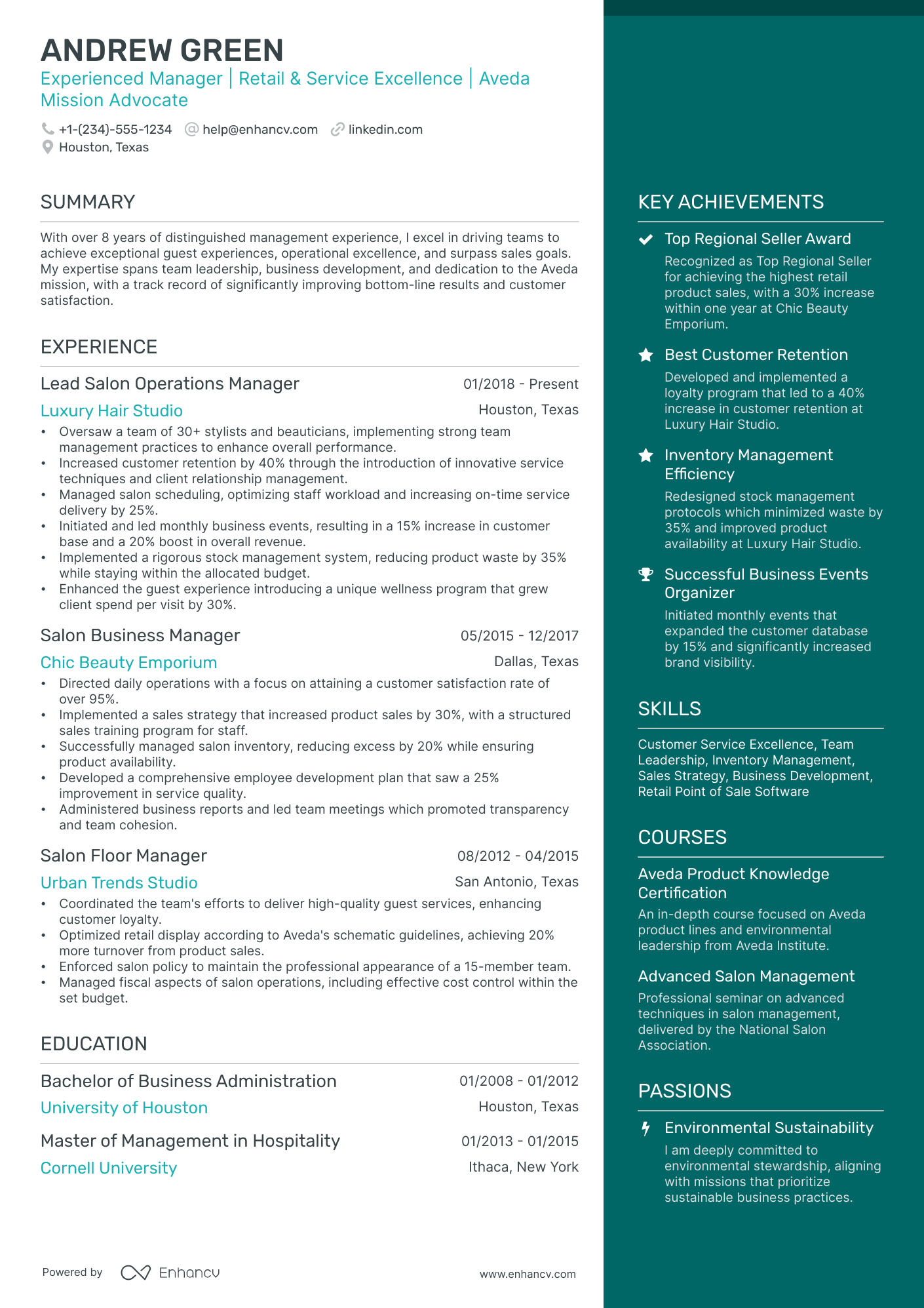 A resume example of a Elegant