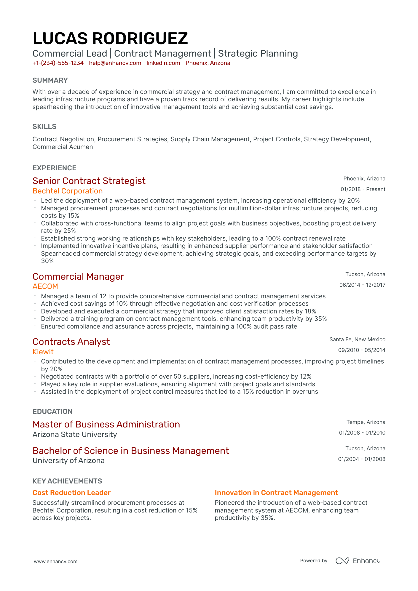 A resume example of a Classic
