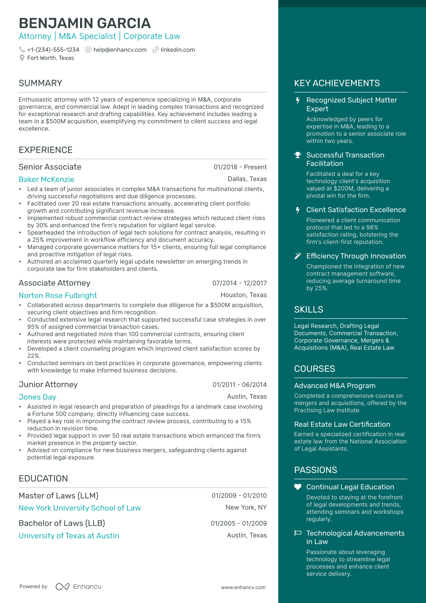 A resume example of a Elegant