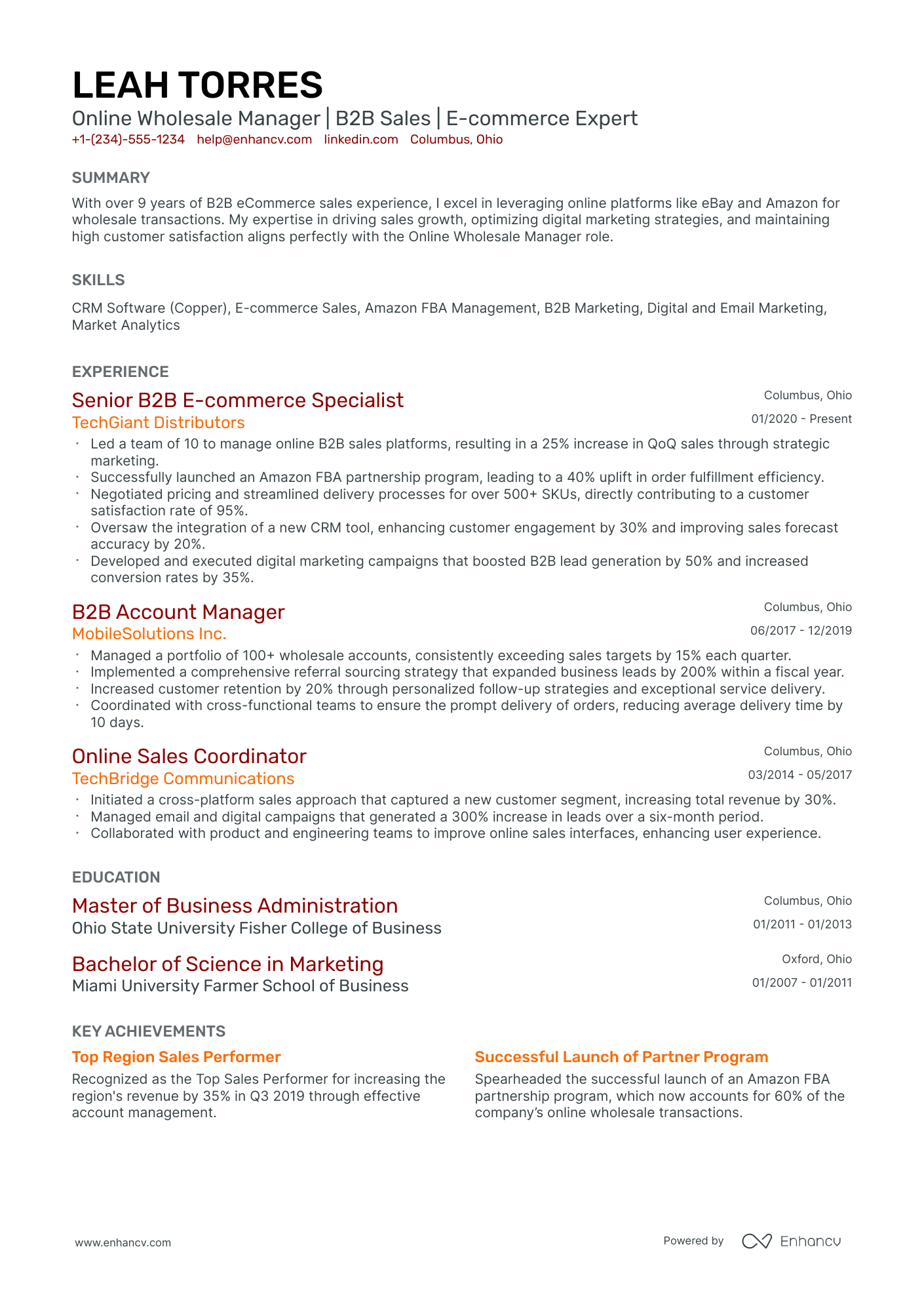 A resume example of a Classic