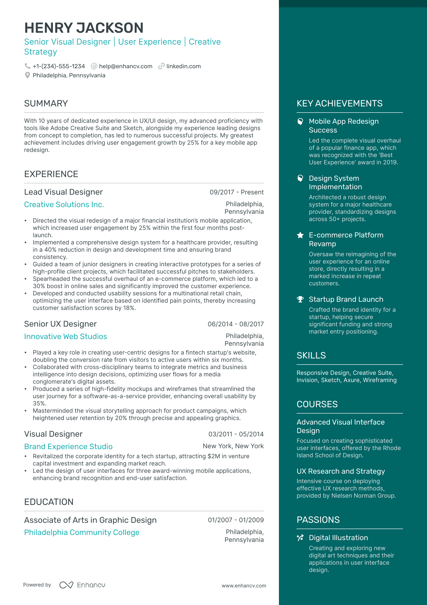 A resume example of a Elegant