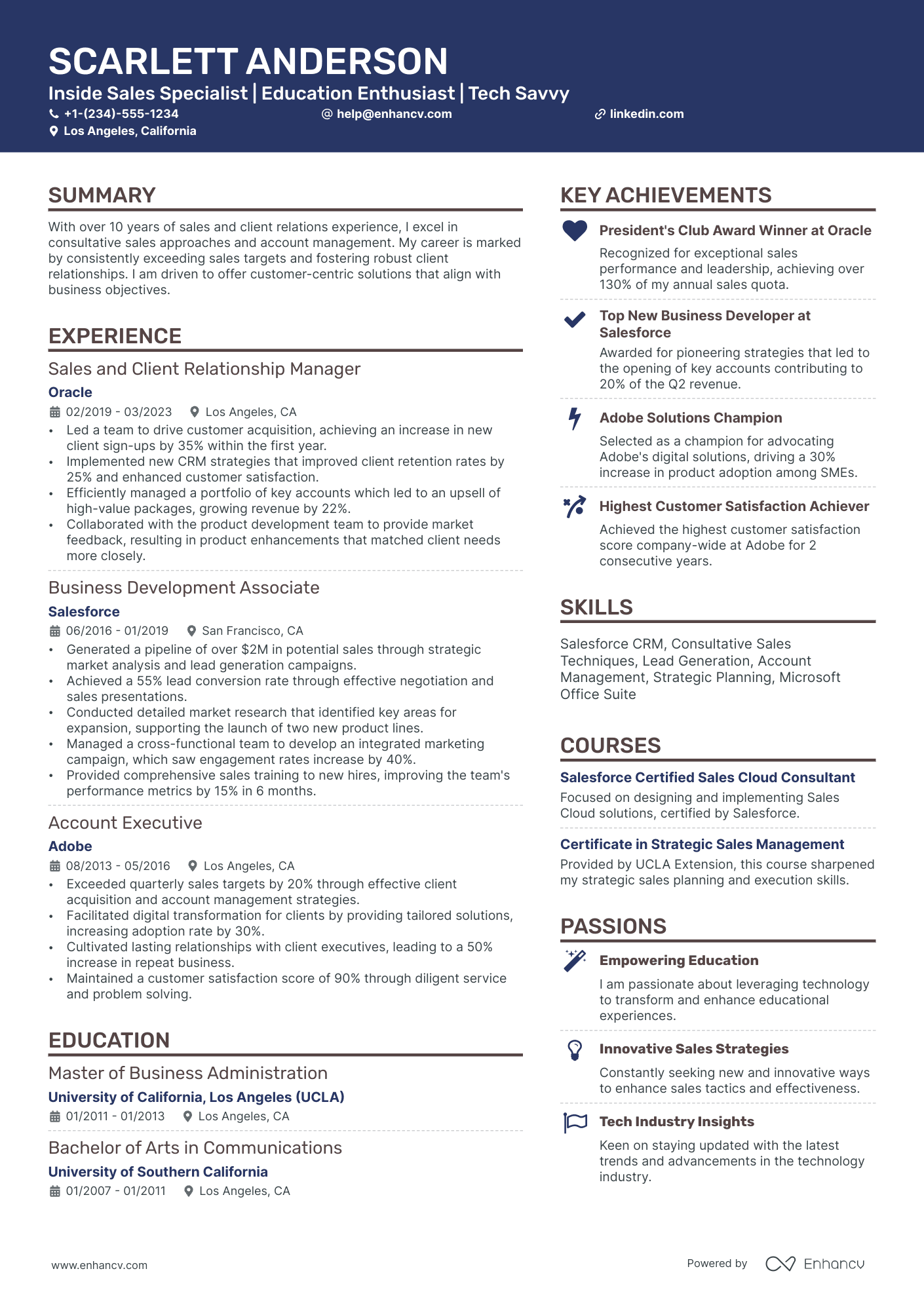 A resume example of a Creative