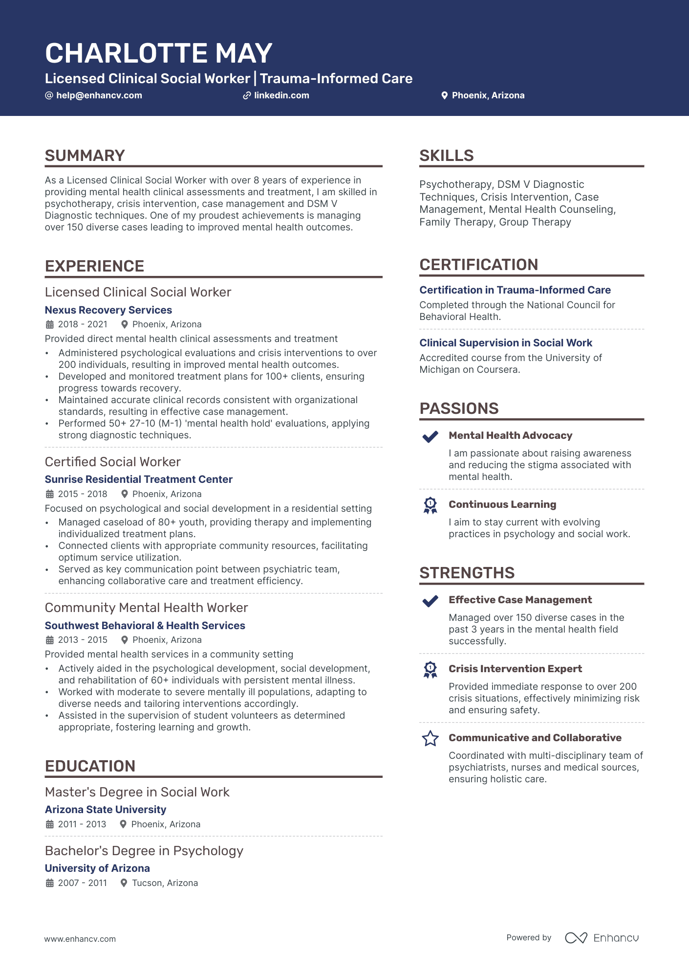 A resume example of a Creative