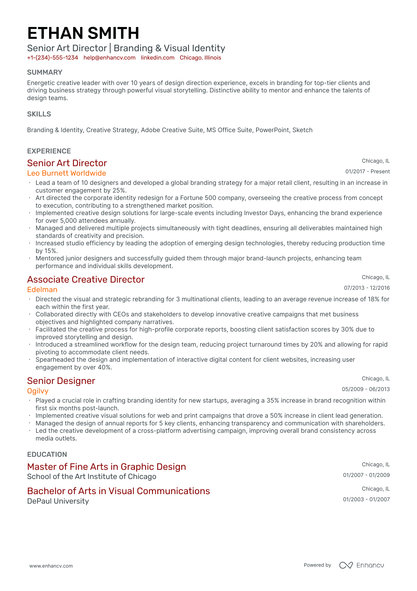 A resume example of a Classic