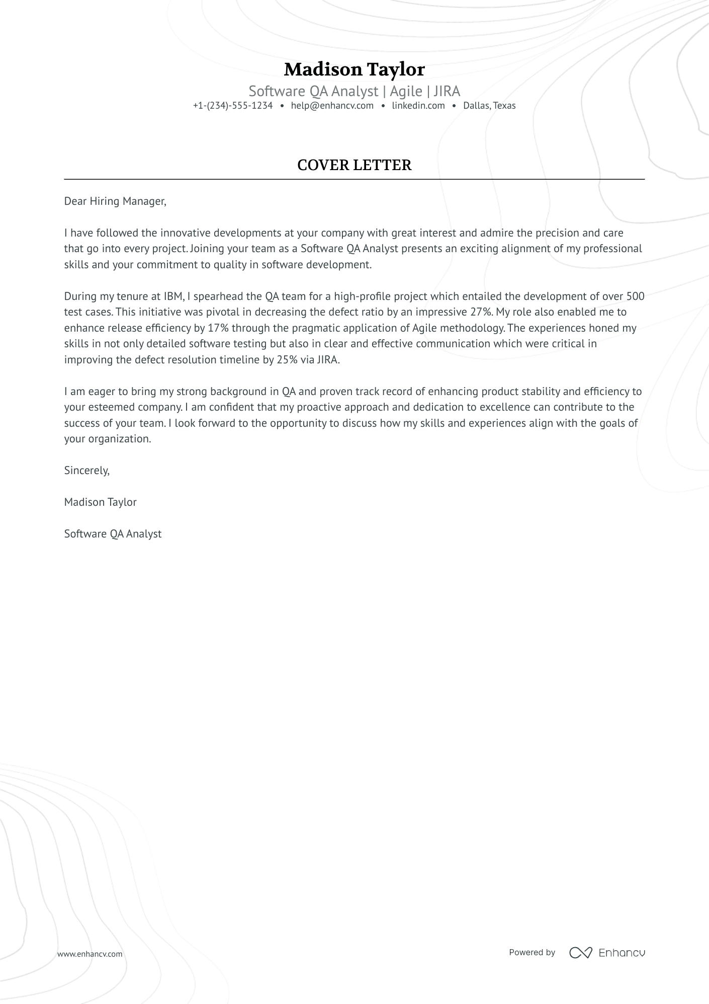 A resume example of a Manual QA Tester