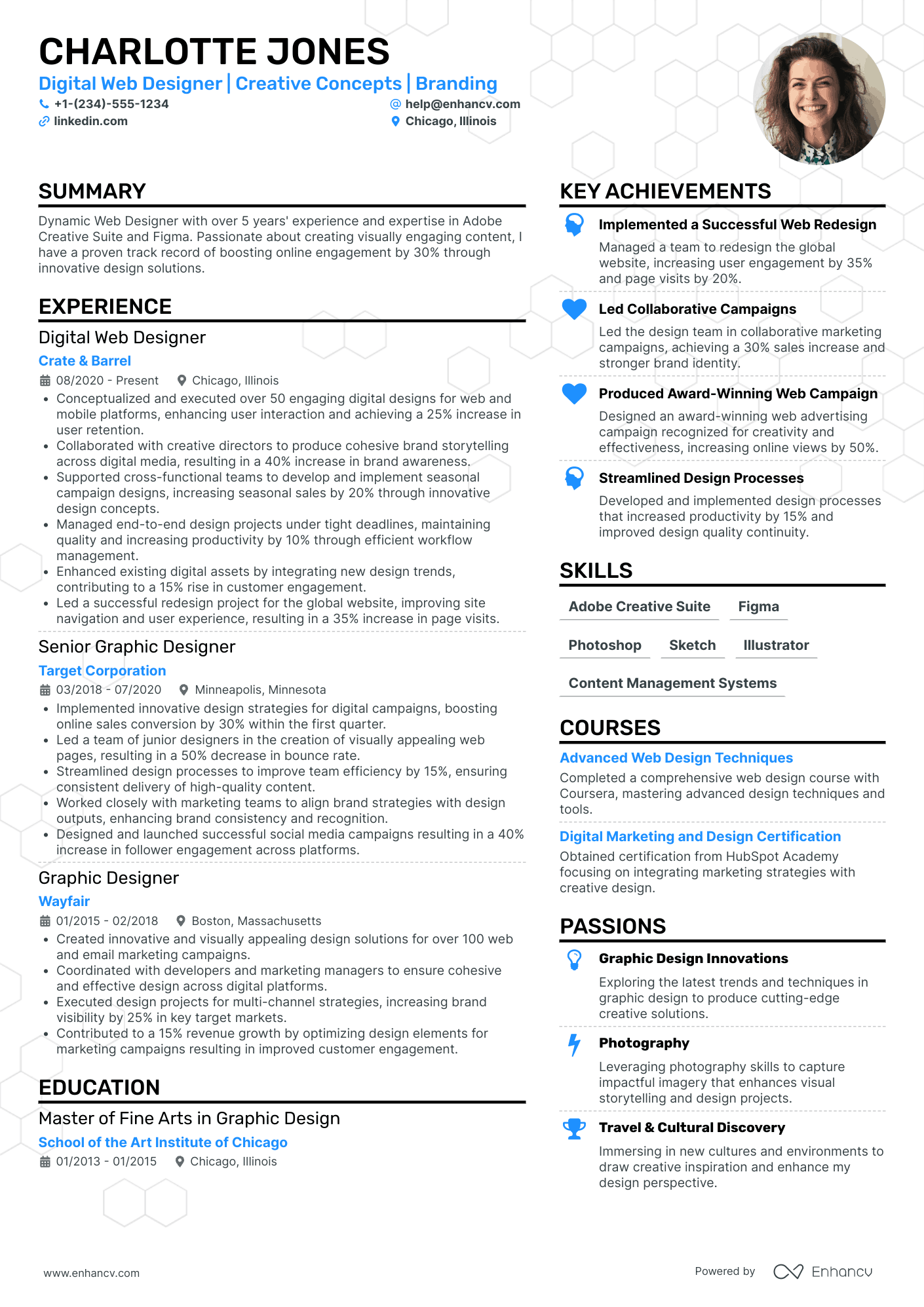 A resume example of a Creative Web Developer
