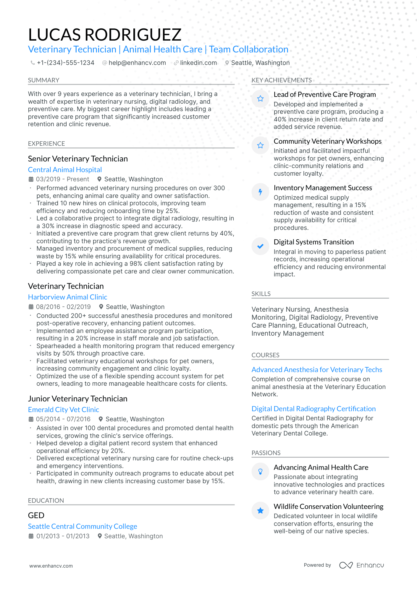 A resume example of a Modern