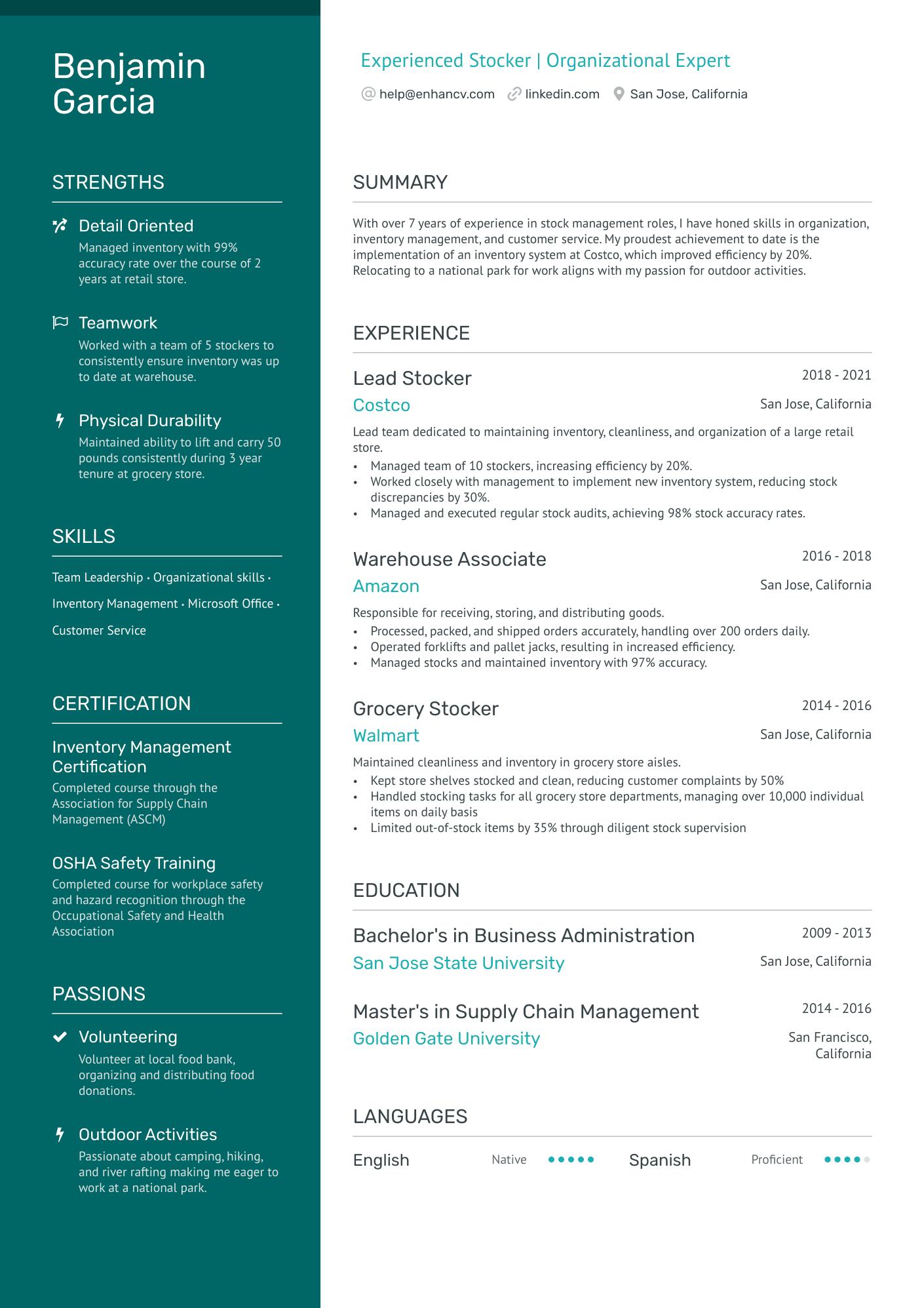 A resume example of a Retail Stocker Resume