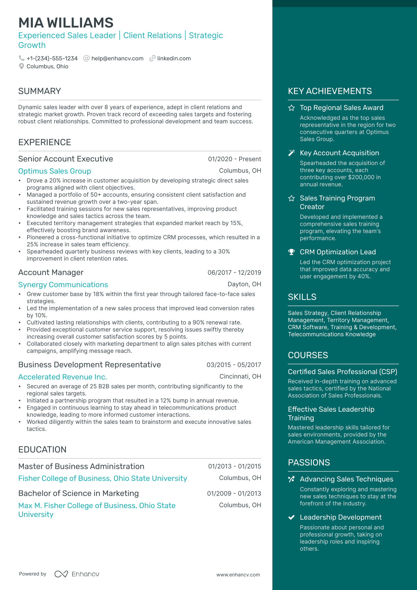 A resume example of a Elegant