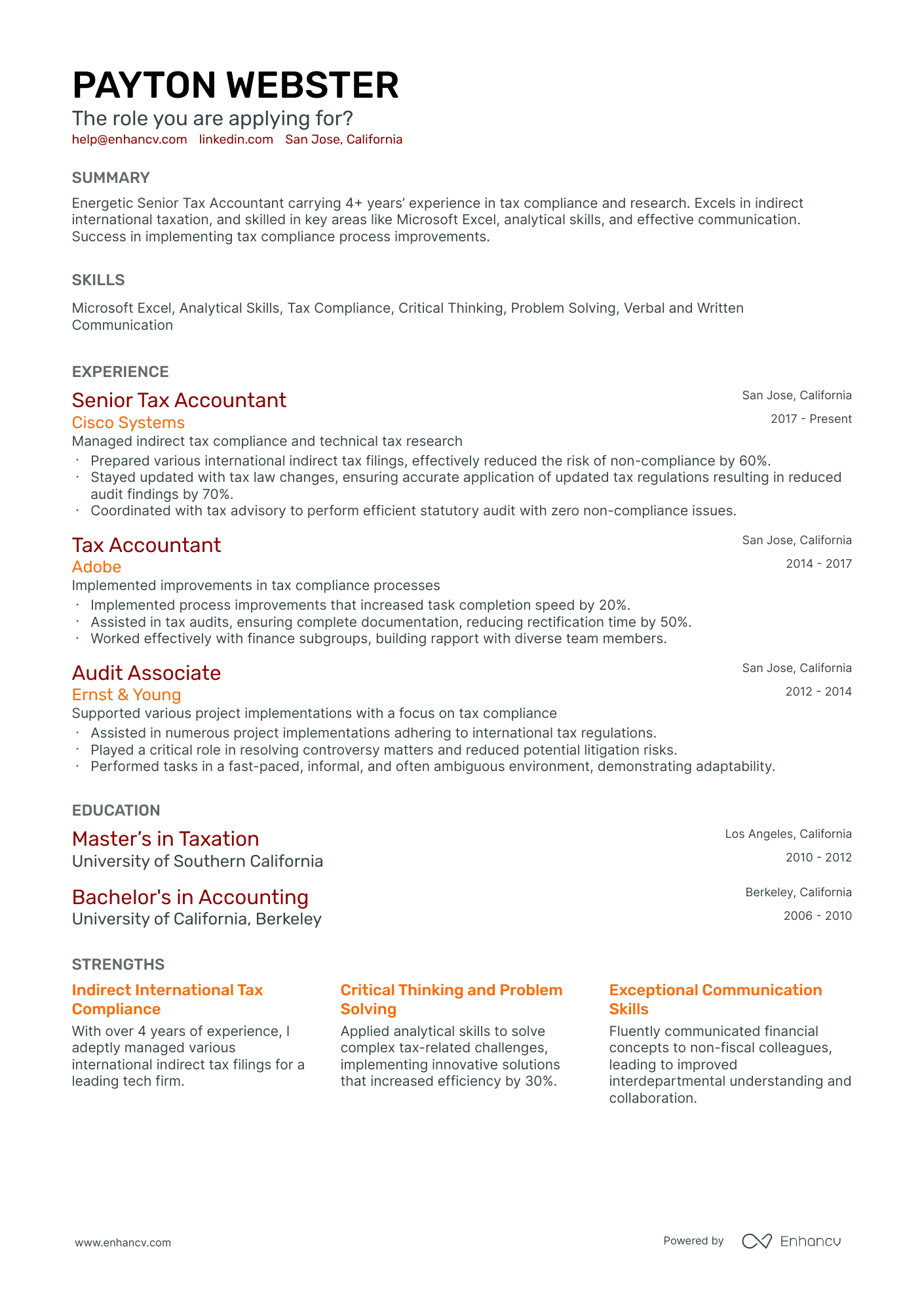 A resume example of a Classic
