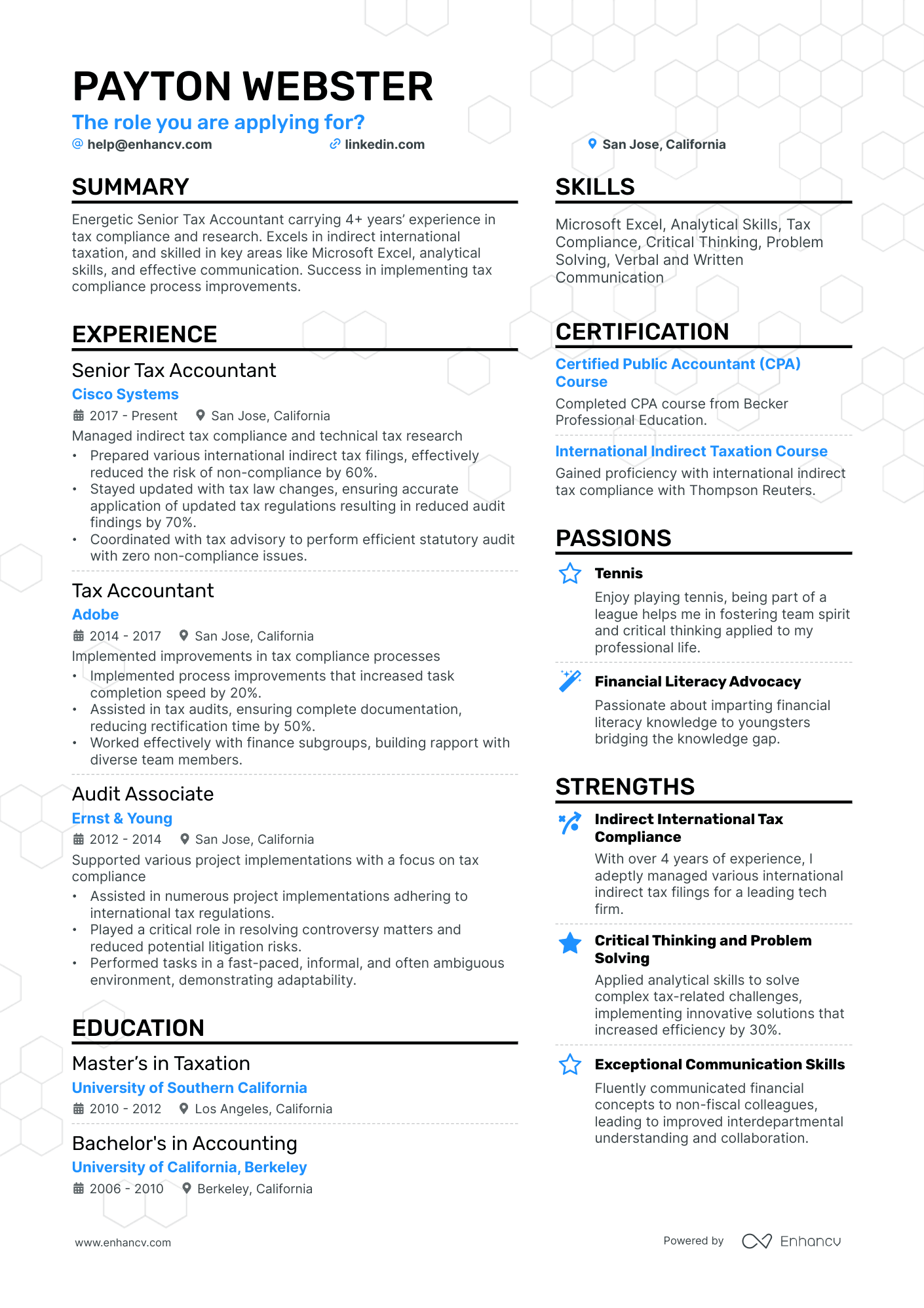 A resume example of a Double Column