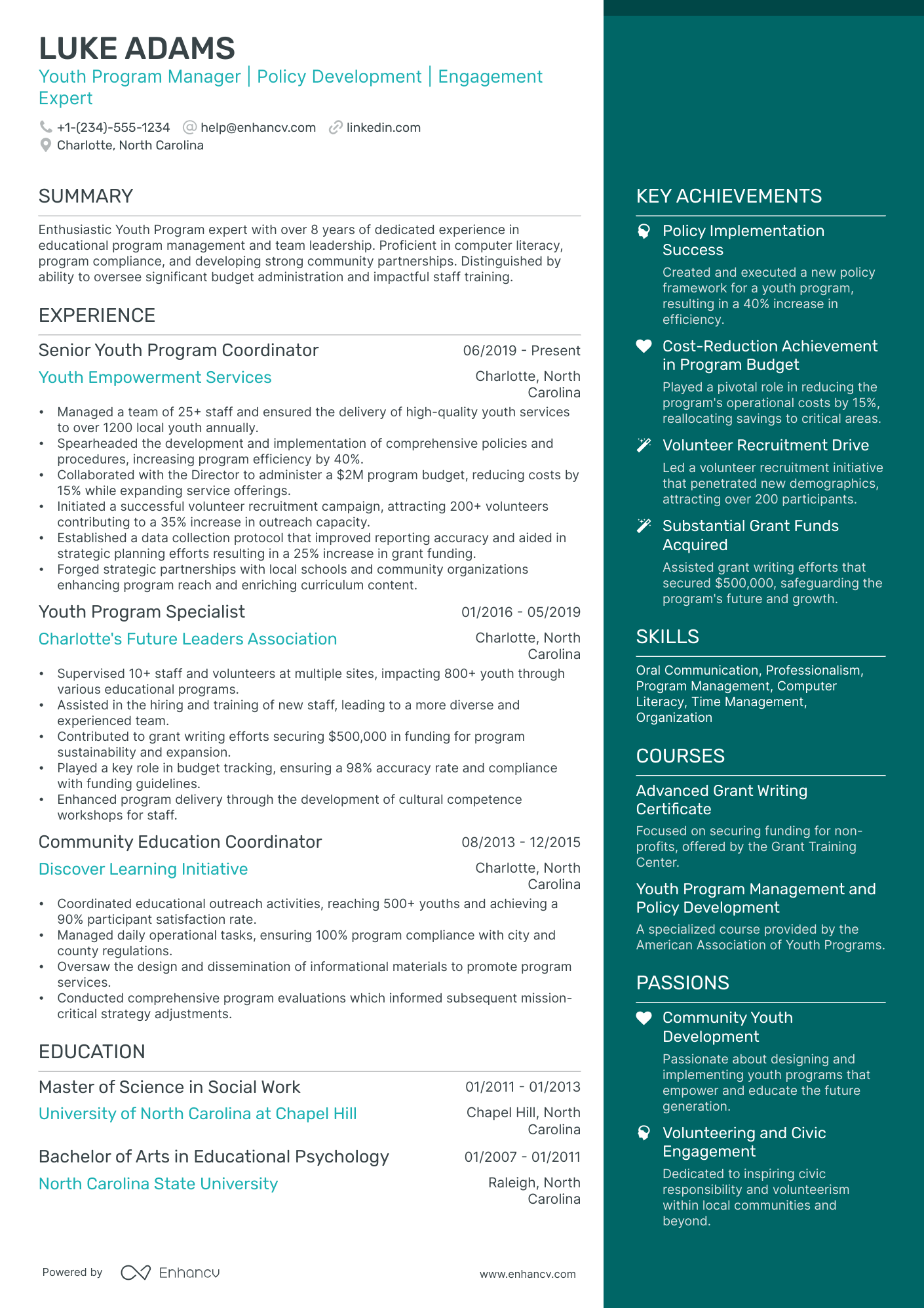 A resume example of a Elegant