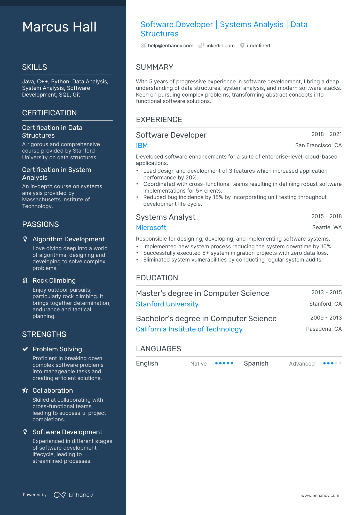 A resume example of a Polished