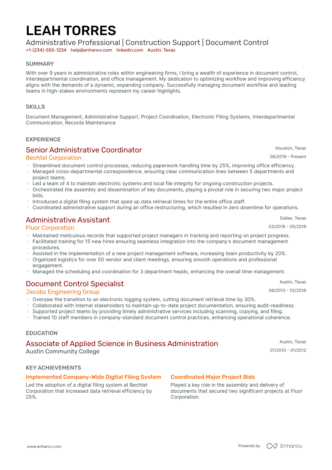A resume example of a Classic