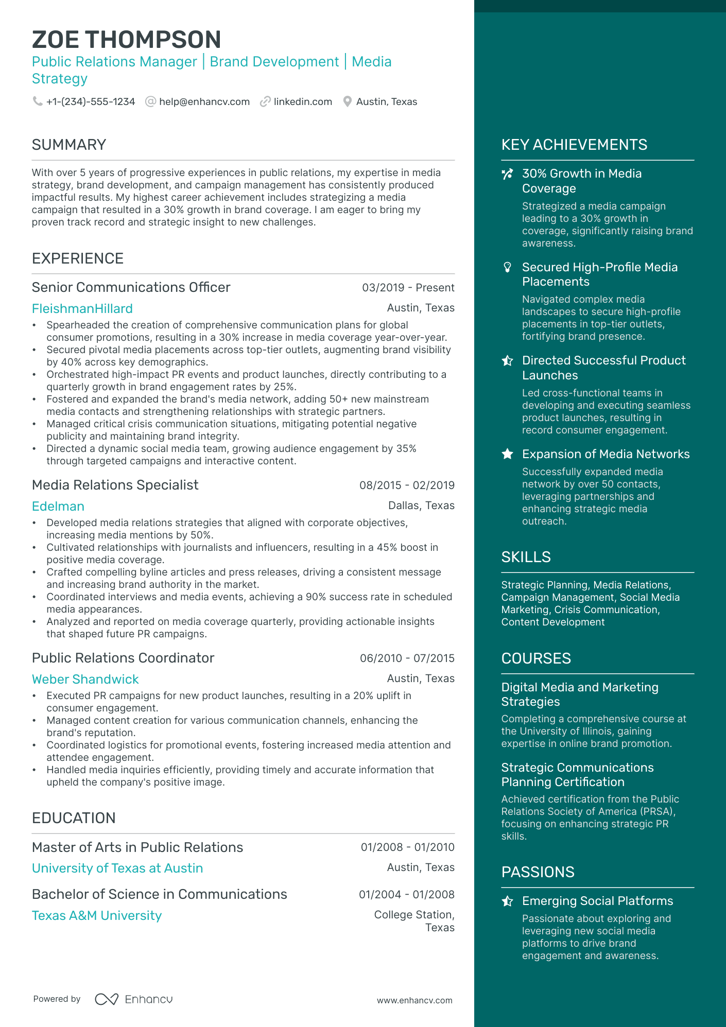 A resume example of a Elegant